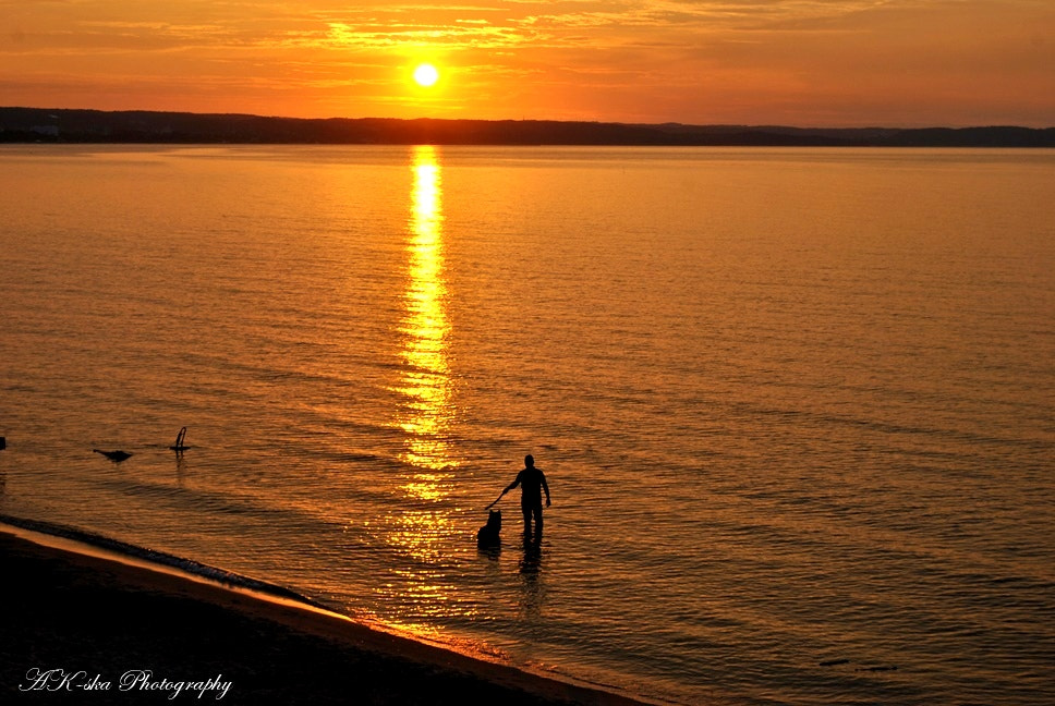 Nikon D3000 sample photo. People, dog and beautiful sunset photography
