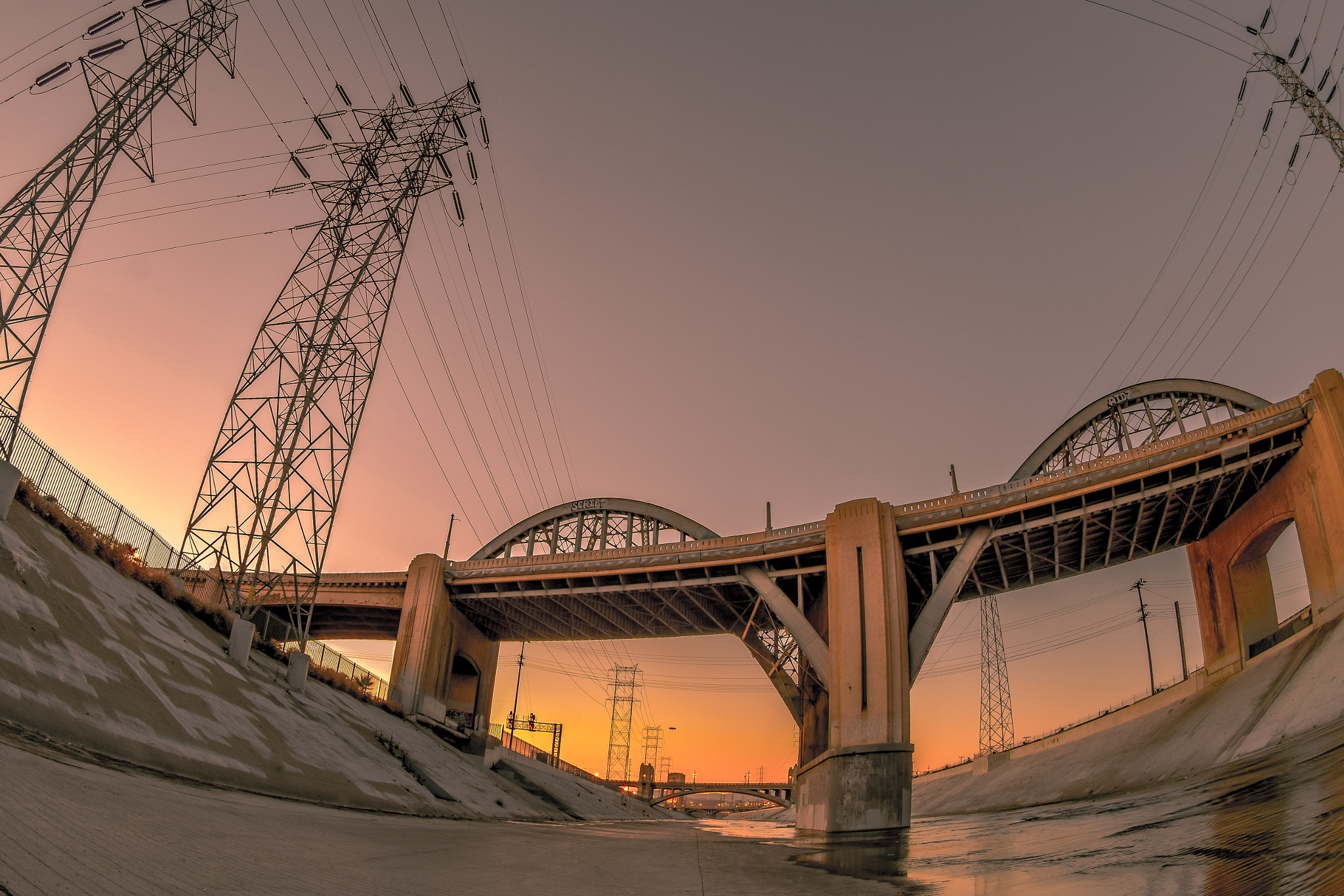 Nikon AF DX Fisheye-Nikkor 10.5mm F2.8G ED sample photo. 6th st. bridge, los angeles, ca. photography