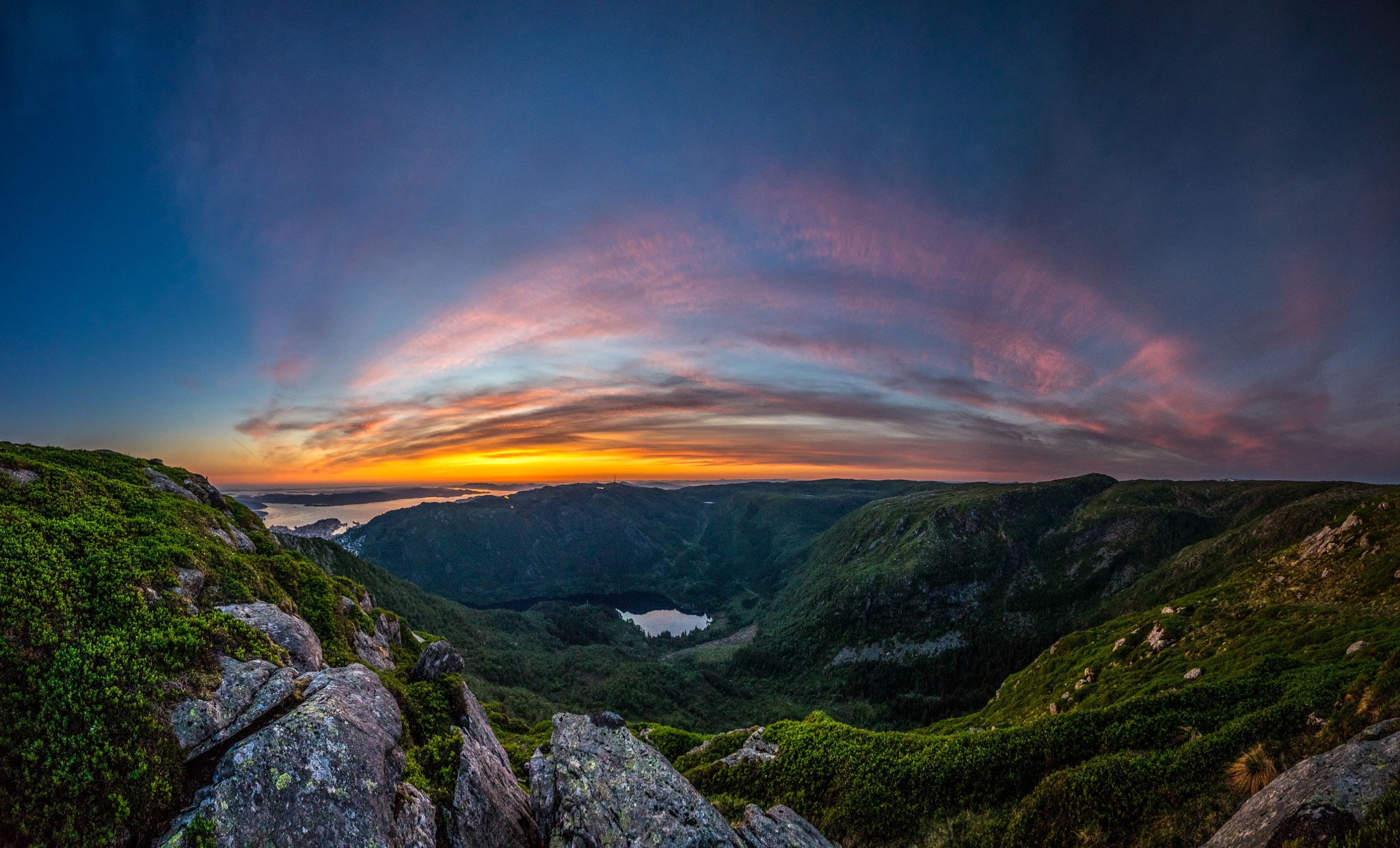 Sony a7 II + Sony E 10-18mm F4 OSS sample photo. Sunset panorama, ulriken, bergen, norway photography