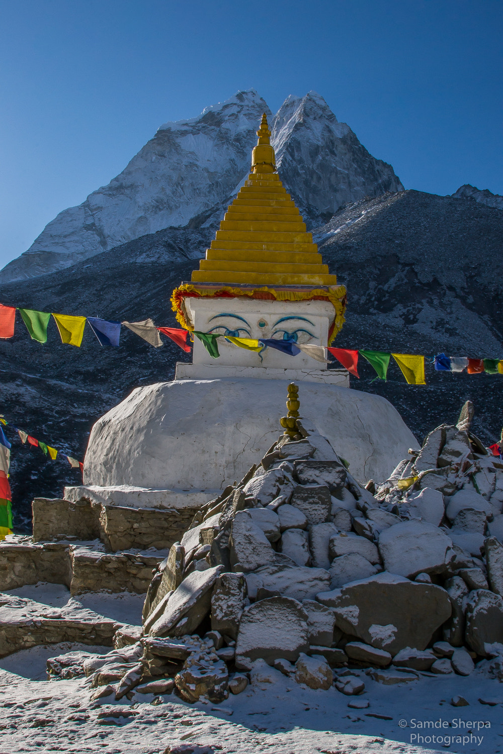 Nikon D3100 sample photo. Chorten at dingboche with amadablam photography