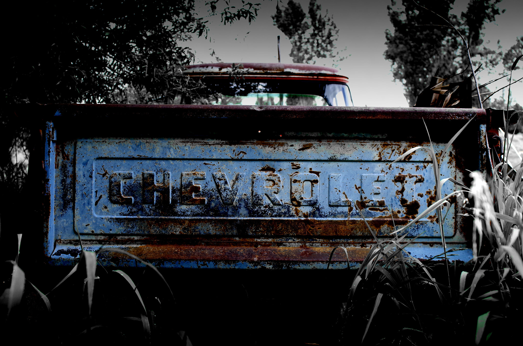Pentax K-30 + A Series Lens sample photo. Old blue chevy photography