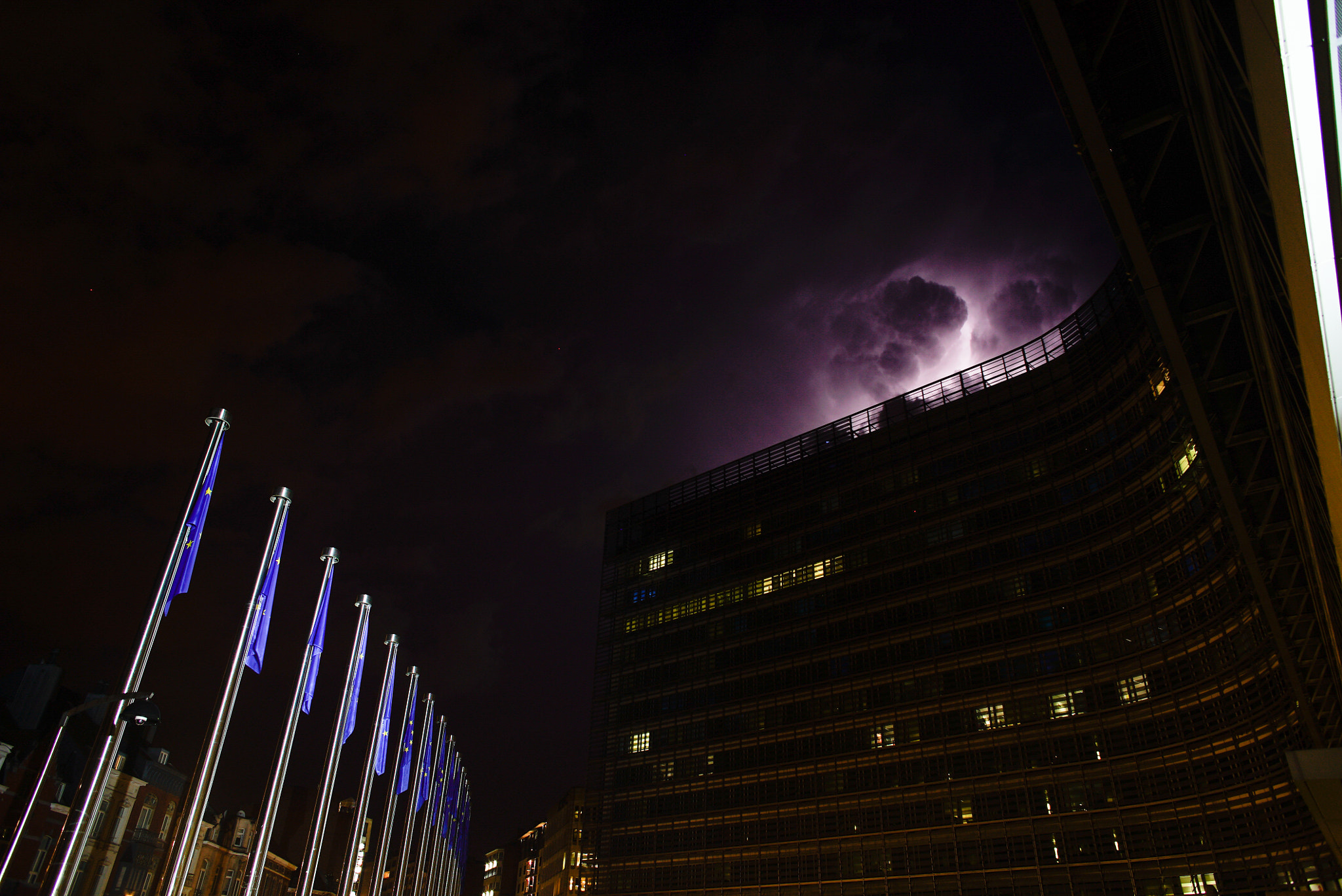 Sony a7S II + 24mm F2.8 sample photo. Storm over the european commission buildling photography