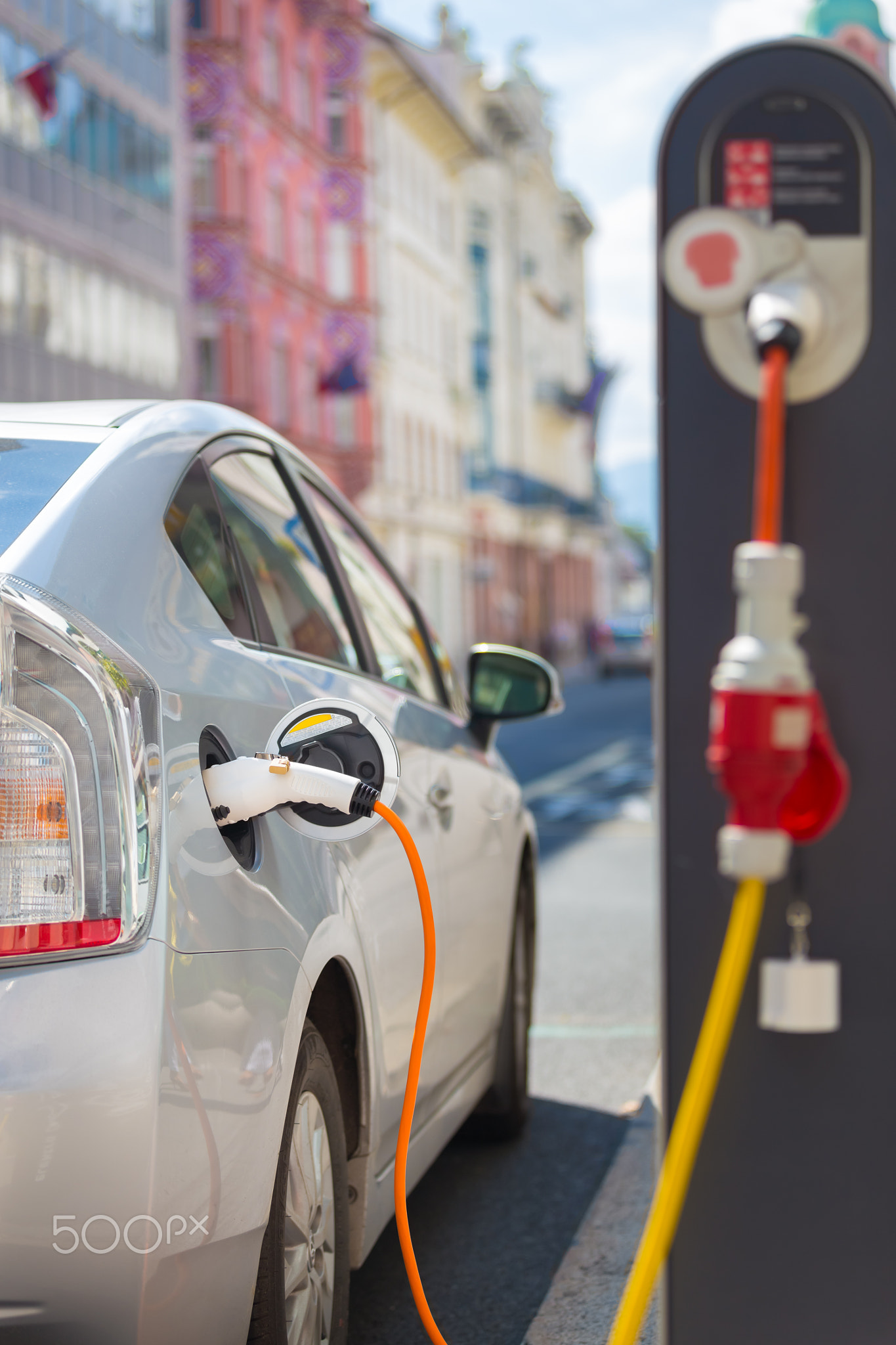 Electric Car in Charging Station.