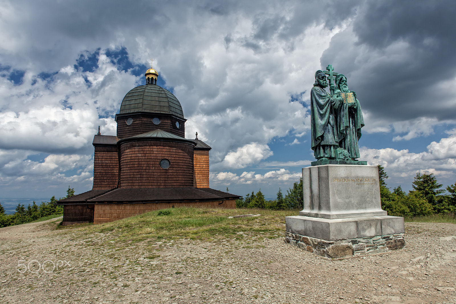Canon EOS 5D Mark II + Sigma 24mm f/1.8 DG Macro EX sample photo. St. cyril and methodius with chapel behind photography