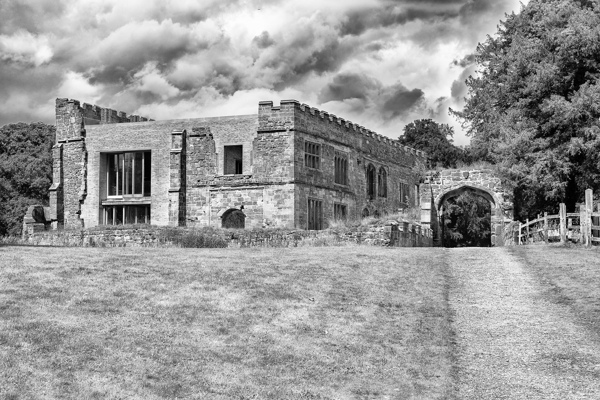 Canon EF 24-105mm F3.5-5.6 IS STM sample photo. Astley castle b&w photography