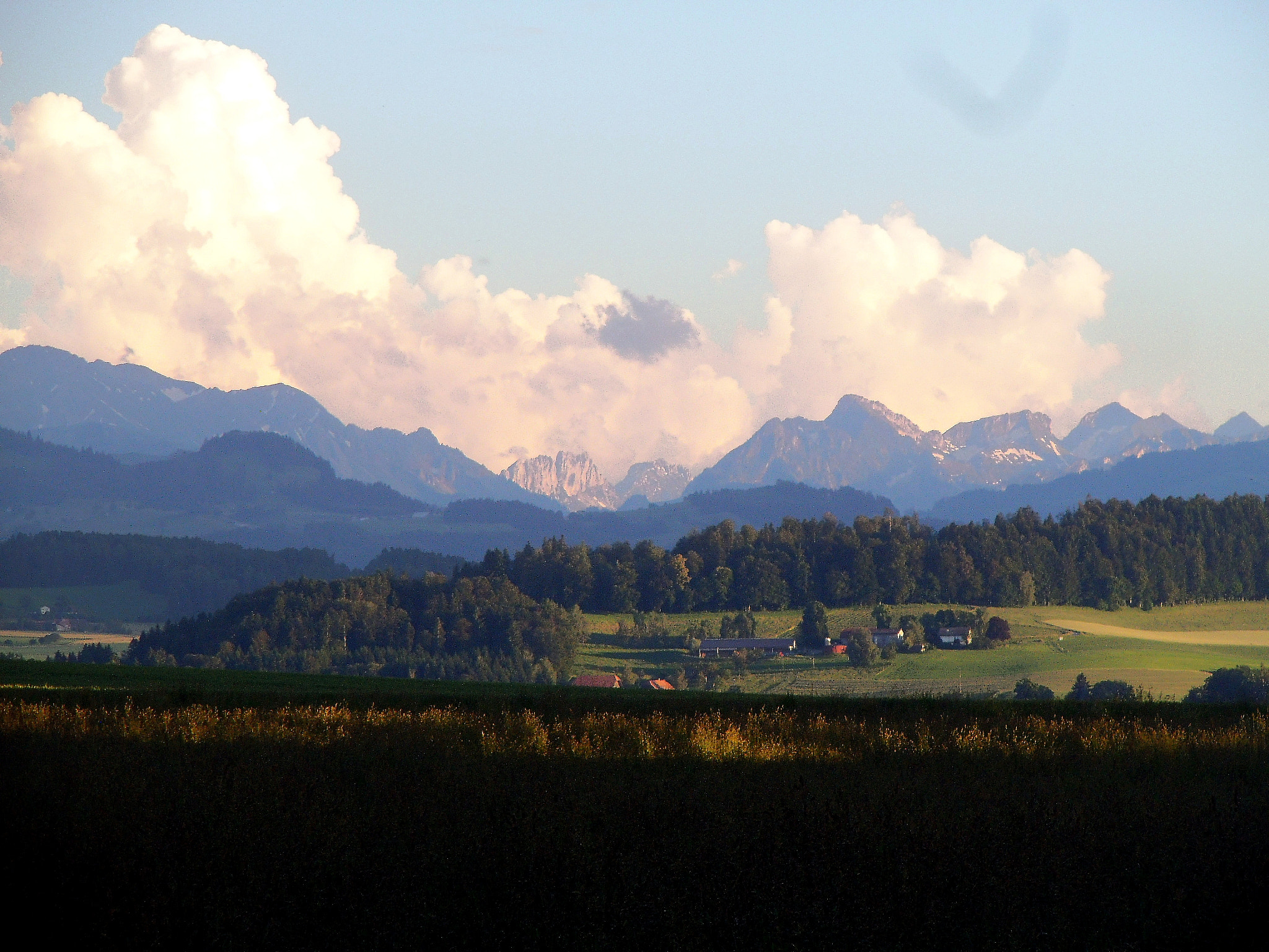 Fujifilm FinePix JZ250/JZ260 sample photo. Sunset over berner oberland and alps (right préalpes fribourgeoises) photography