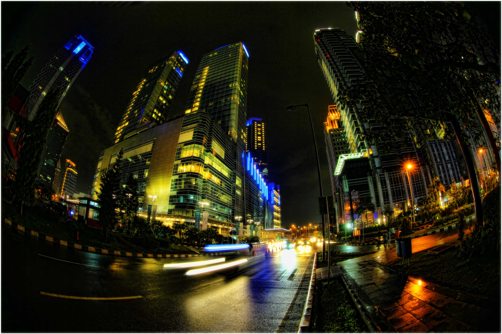 Canon EF 8-15mm F4L Fisheye USM sample photo. Senayan business diatrict at night photography
