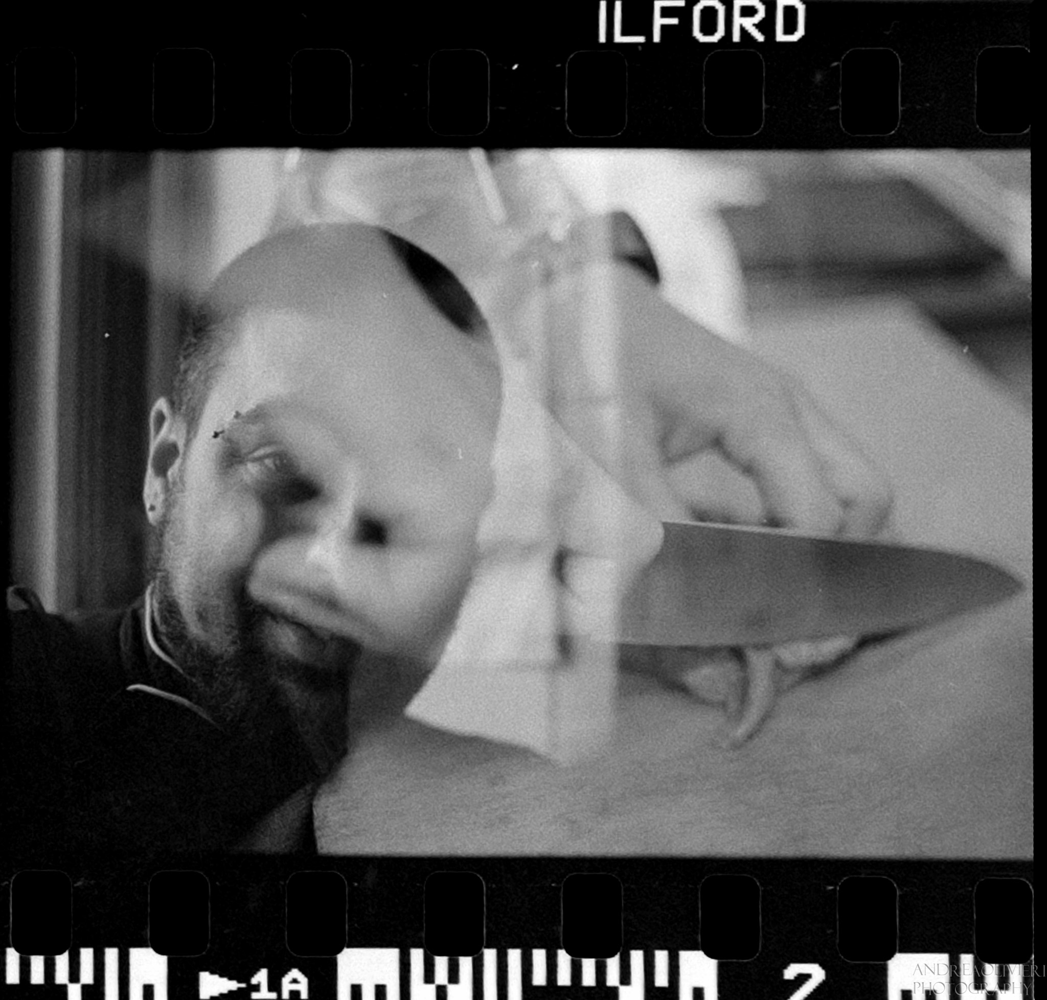 Canon EF 50mm F1.4 USM sample photo. "the chef" double exposure on ilford 400asa photography