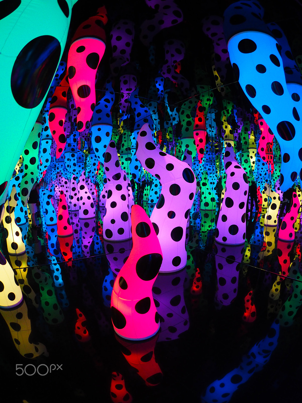 OLYMPUS 8mm Lens sample photo. Kusama exhibit photography