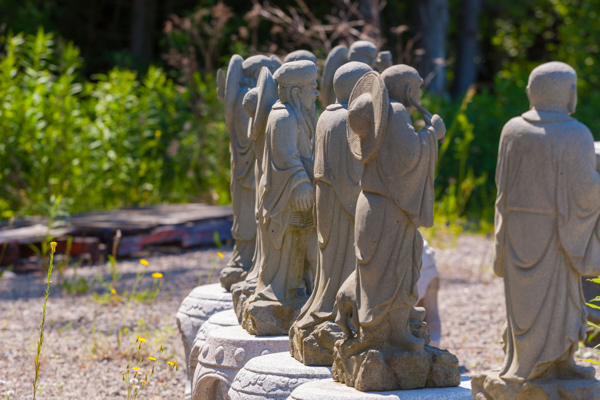Canon EOS-1D Mark III sample photo. Buddhist temple garden gnomes photography