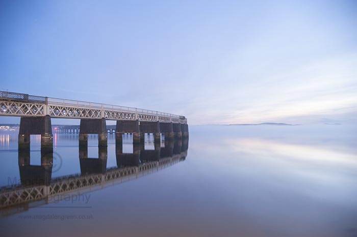 Nikon D700 + AF-S DX Zoom-Nikkor 18-55mm f/3.5-5.6G ED sample photo. Blue steel  - tay rail bridge - still reflections  - dundee scot photography