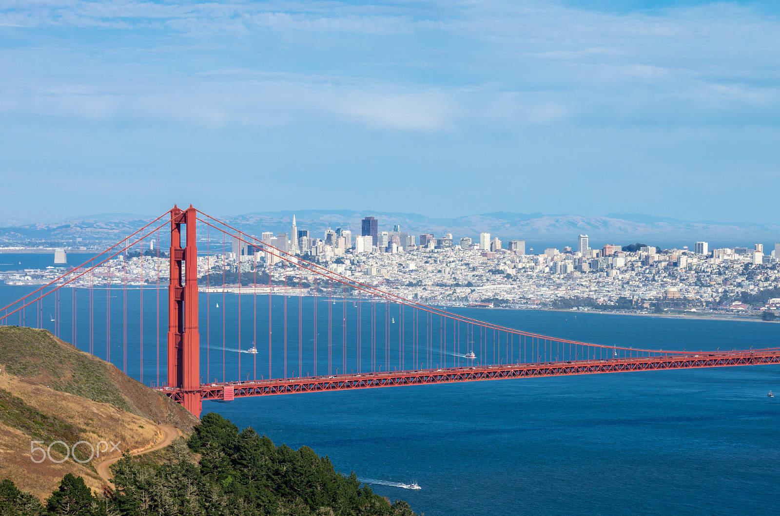 Pentax smc DA* 60-250mm F4.0 ED (IF) SDM sample photo. Golden gate and san fracisco downtown photography