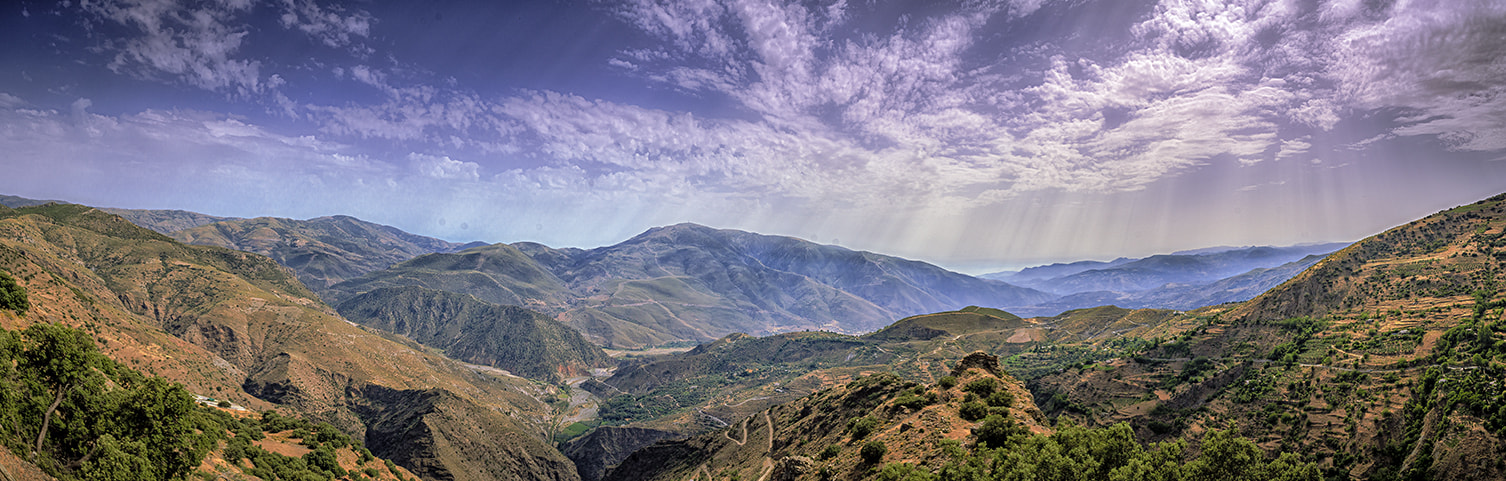 Canon EOS 1200D (EOS Rebel T5 / EOS Kiss X70 / EOS Hi) + Canon EF 17-40mm F4L USM sample photo. Panoramic middle day in the alpujarra photography