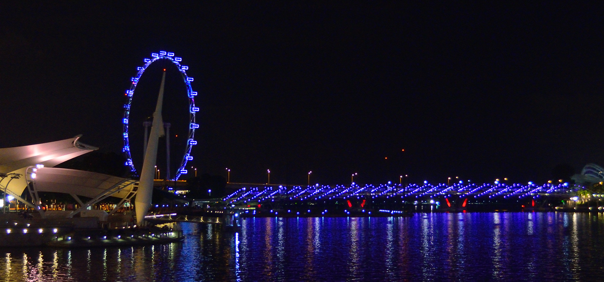 AF Zoom-Nikkor 28-80mm f/3.5-5.6D sample photo. Night view of singapore flyer photography
