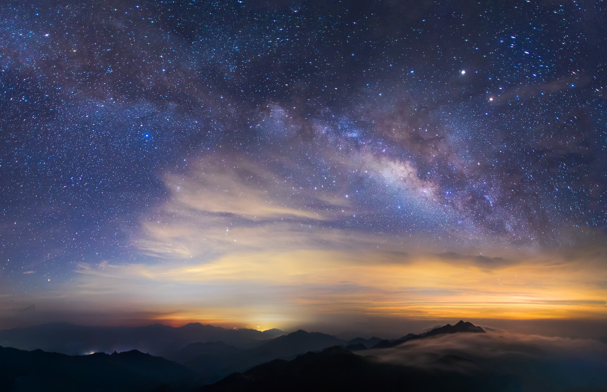 Canon EF 17-35mm f/2.8L + 1.4x sample photo. Milky way upon sea of clouds@canton,china photography