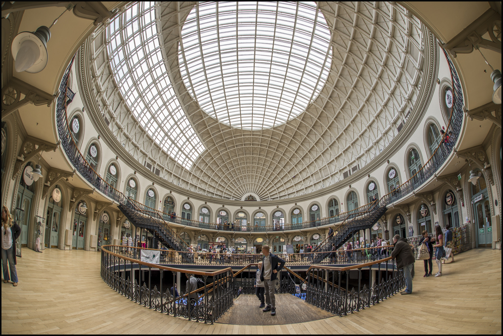 Nikon D610 + Sigma 15mm F2.8 EX DG Diagonal Fisheye sample photo. Leeds corn exchange photography