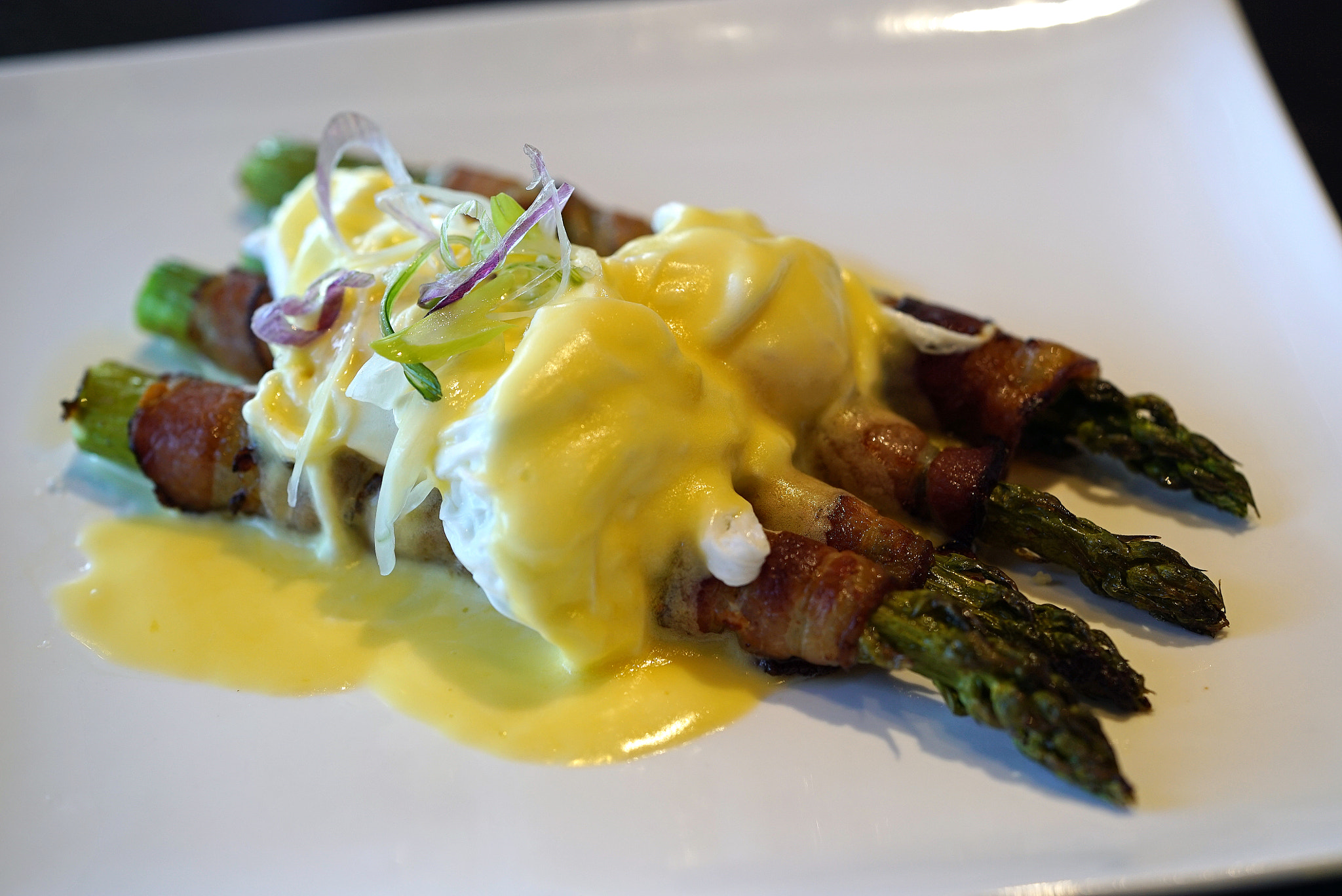 Sony a7S II + Sony FE 90mm F2.8 Macro G OSS sample photo. Omg asparagus benedict fs photography