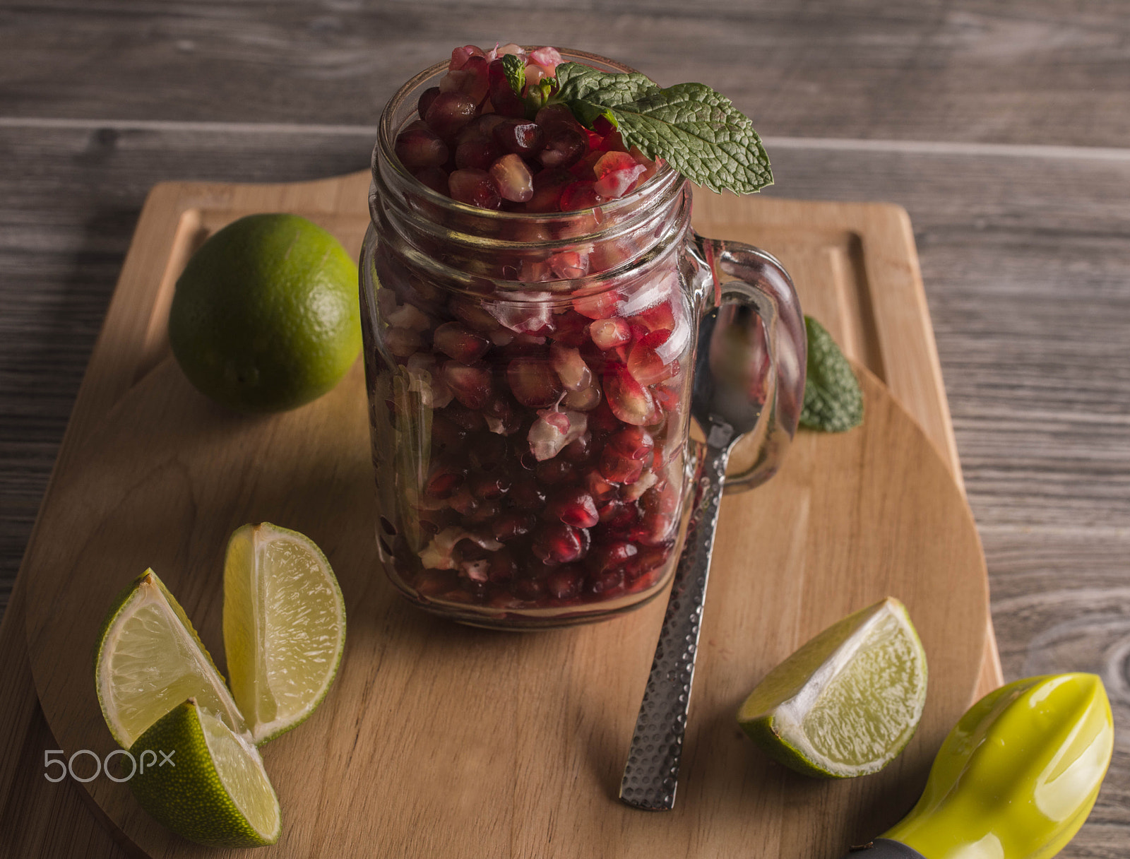 Nikon D810 + Nikon PC-E Nikkor 45mm F2.8D ED Tilt-Shift sample photo. Pomegranate, lime juice photography