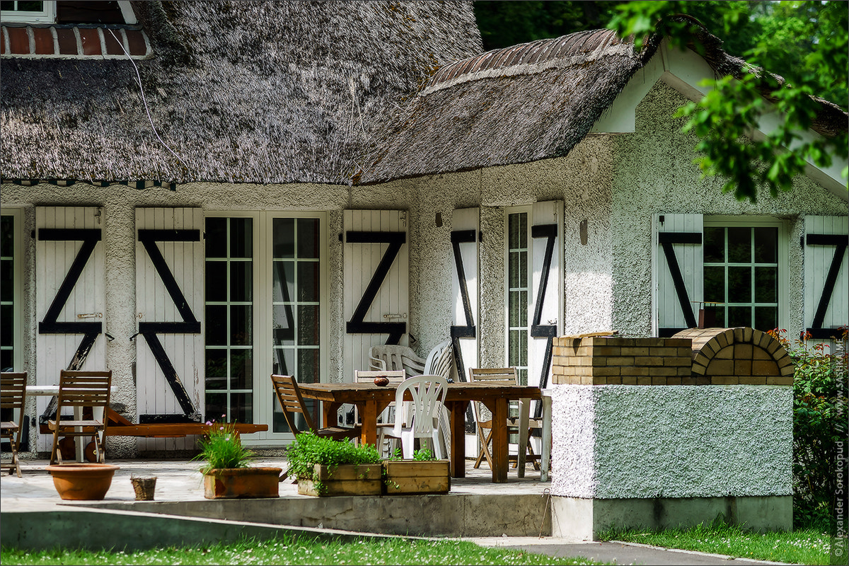 Typical french countryside house with thatch roof