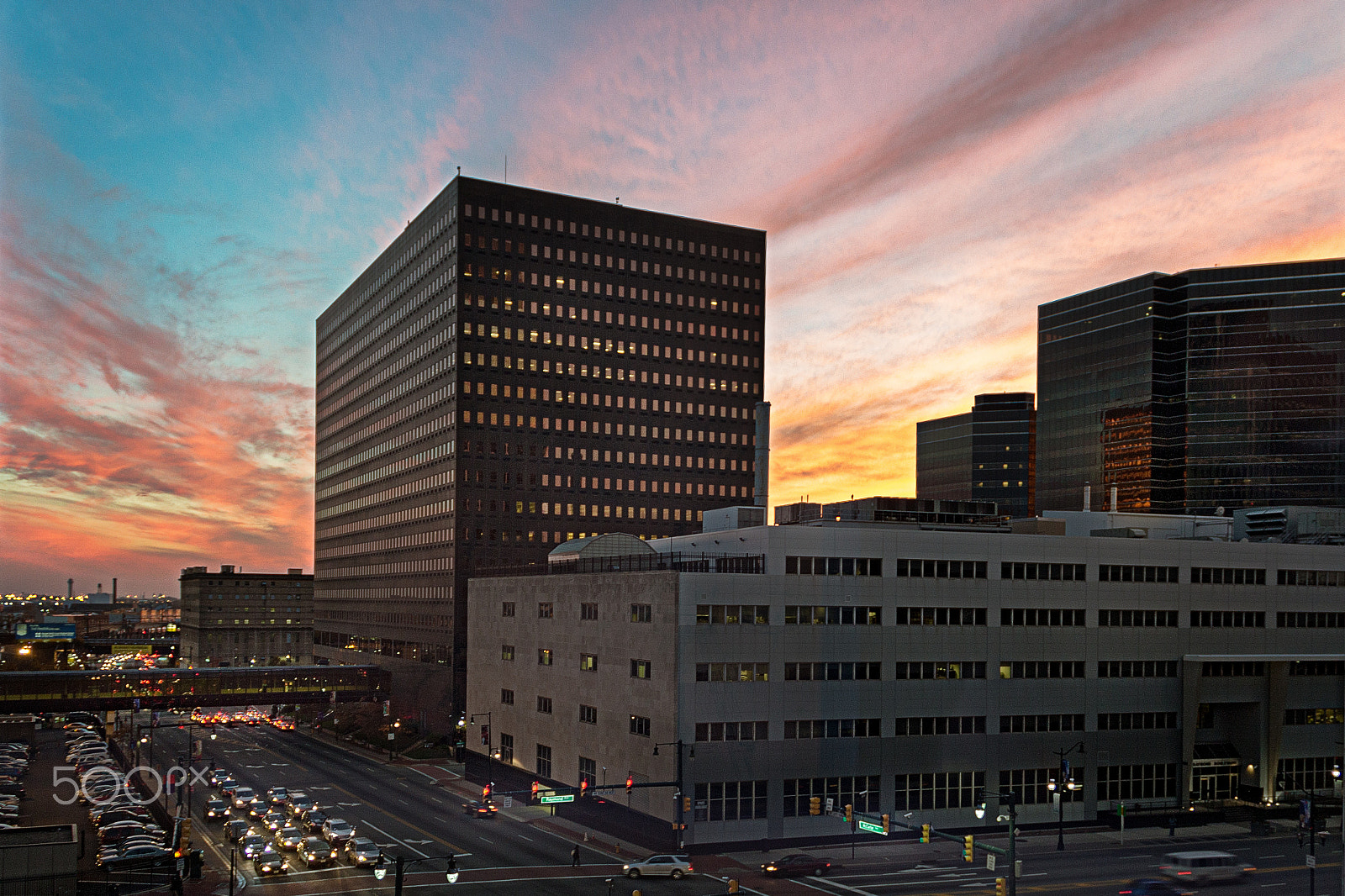 Canon EF-S 18-135mm F3.5-5.6 IS sample photo. Newark sunset - view from high photography