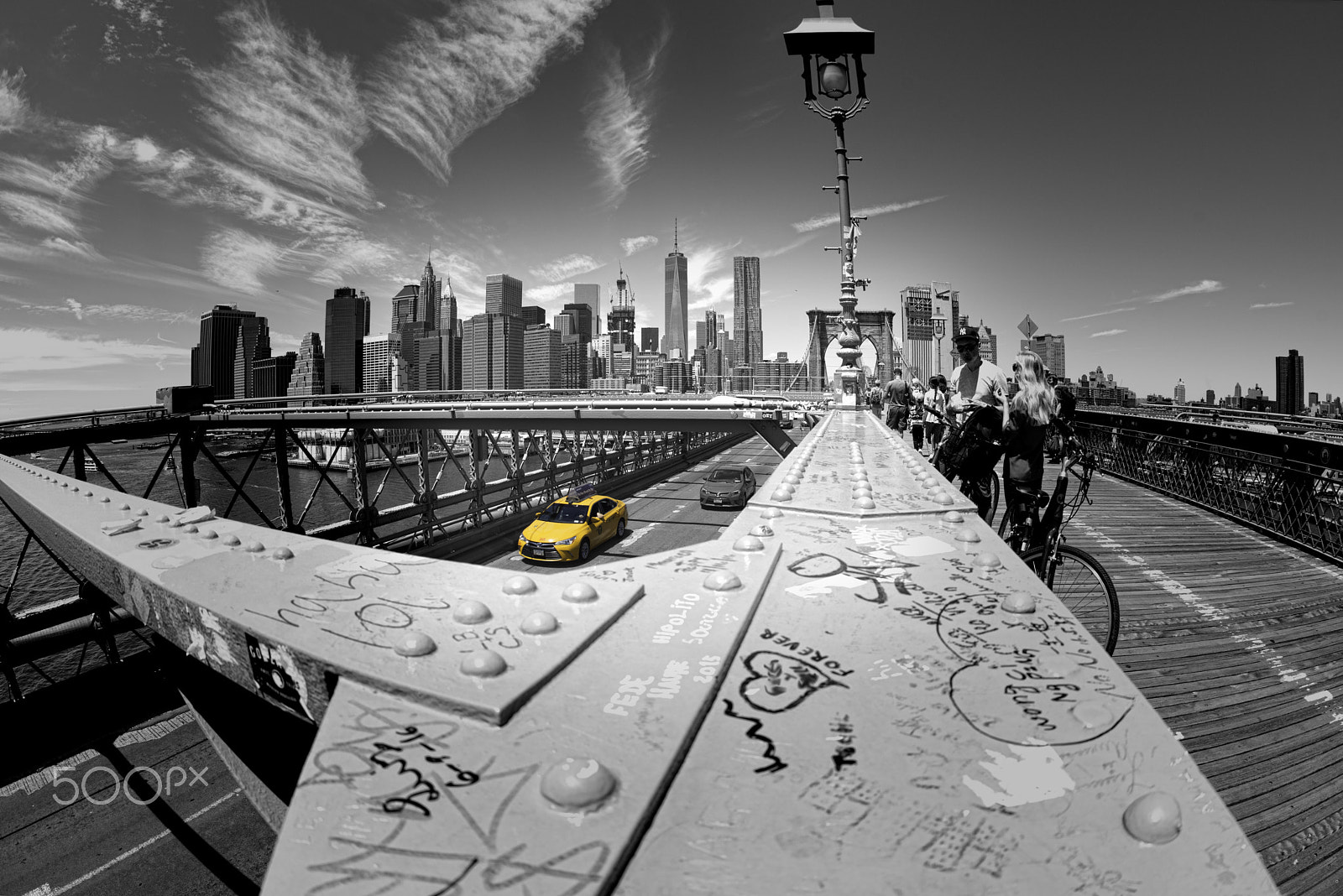 Nikon D800 + Nikon AF Fisheye-Nikkor 16mm F2.8D sample photo. Yellow cab from manhattan photography