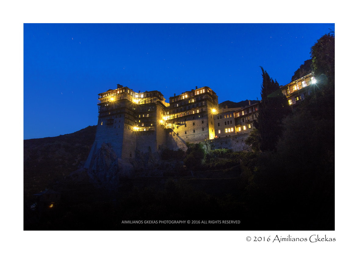 Canon EOS 760D (EOS Rebel T6s / EOS 8000D) + Canon EF-S 10-18mm F4.5–5.6 IS STM sample photo. Mount athos monastery photography