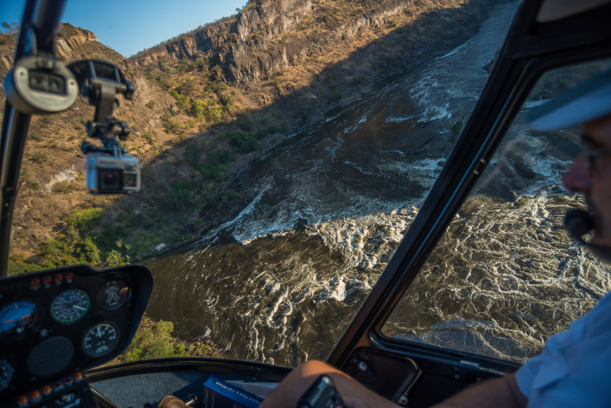 Nikon D800 + Nikon AF Nikkor 18-35mm F3.5-4.5D IF ED sample photo. Aerial view of rapids from helicopter cockpit photography
