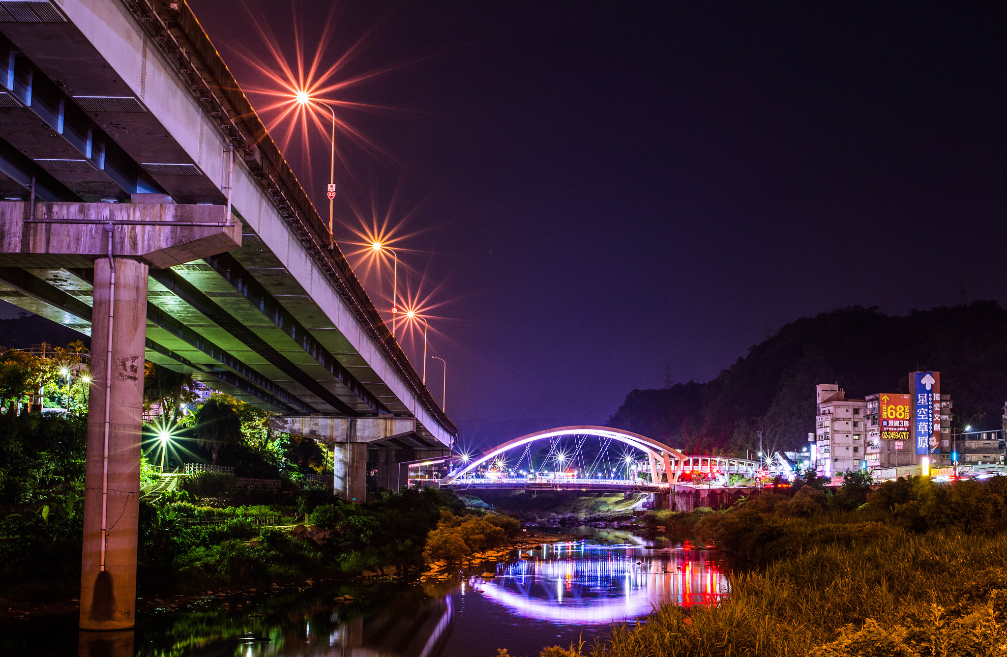 Nikon AF-S Nikkor 24mm F1.8G ED sample photo. Keelung bridge reflection photography