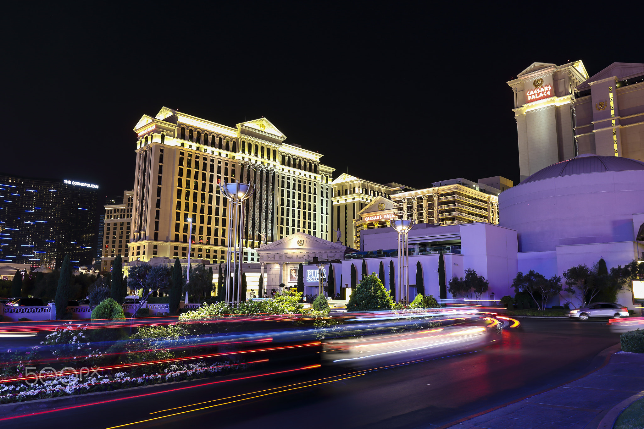 Caesars Palace at night, Las Vegas.