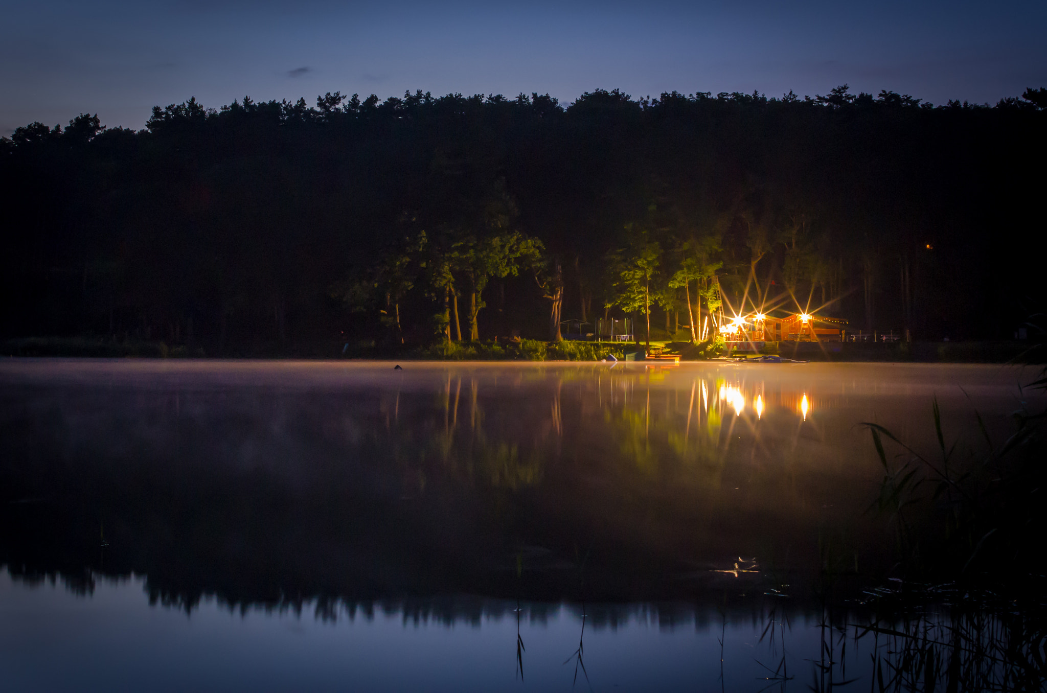 Pentax K-50 + A Series Lens sample photo. Night at the lake photography