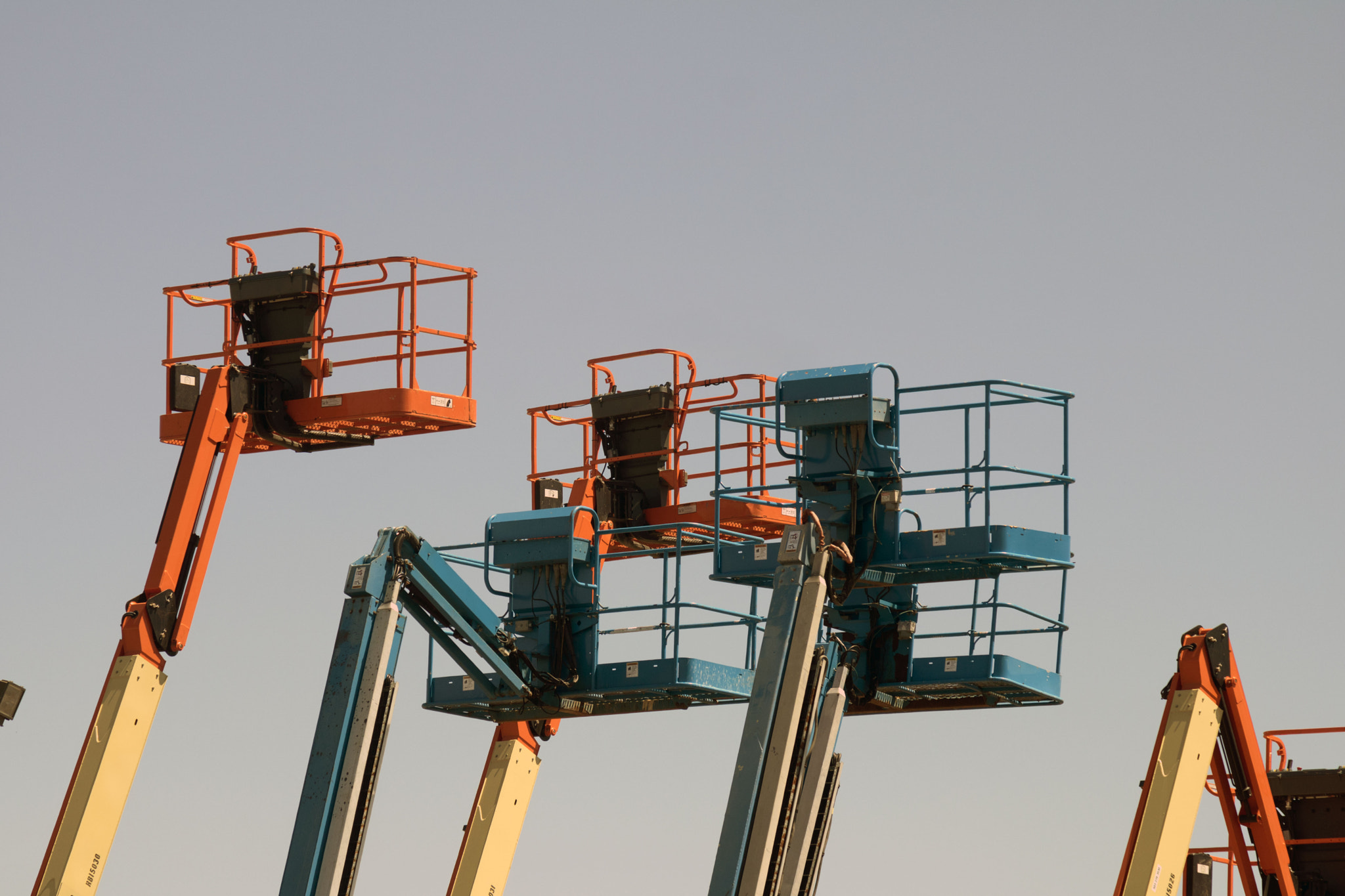 Canon EOS 760D (EOS Rebel T6s / EOS 8000D) sample photo. Geometry of colorful crane buckets photography