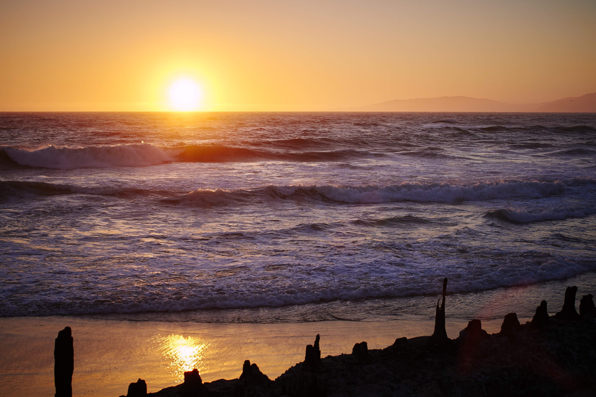 Canon EOS 7D + Canon EF 35mm F2 sample photo. Sutro baths ruins on sunset photography