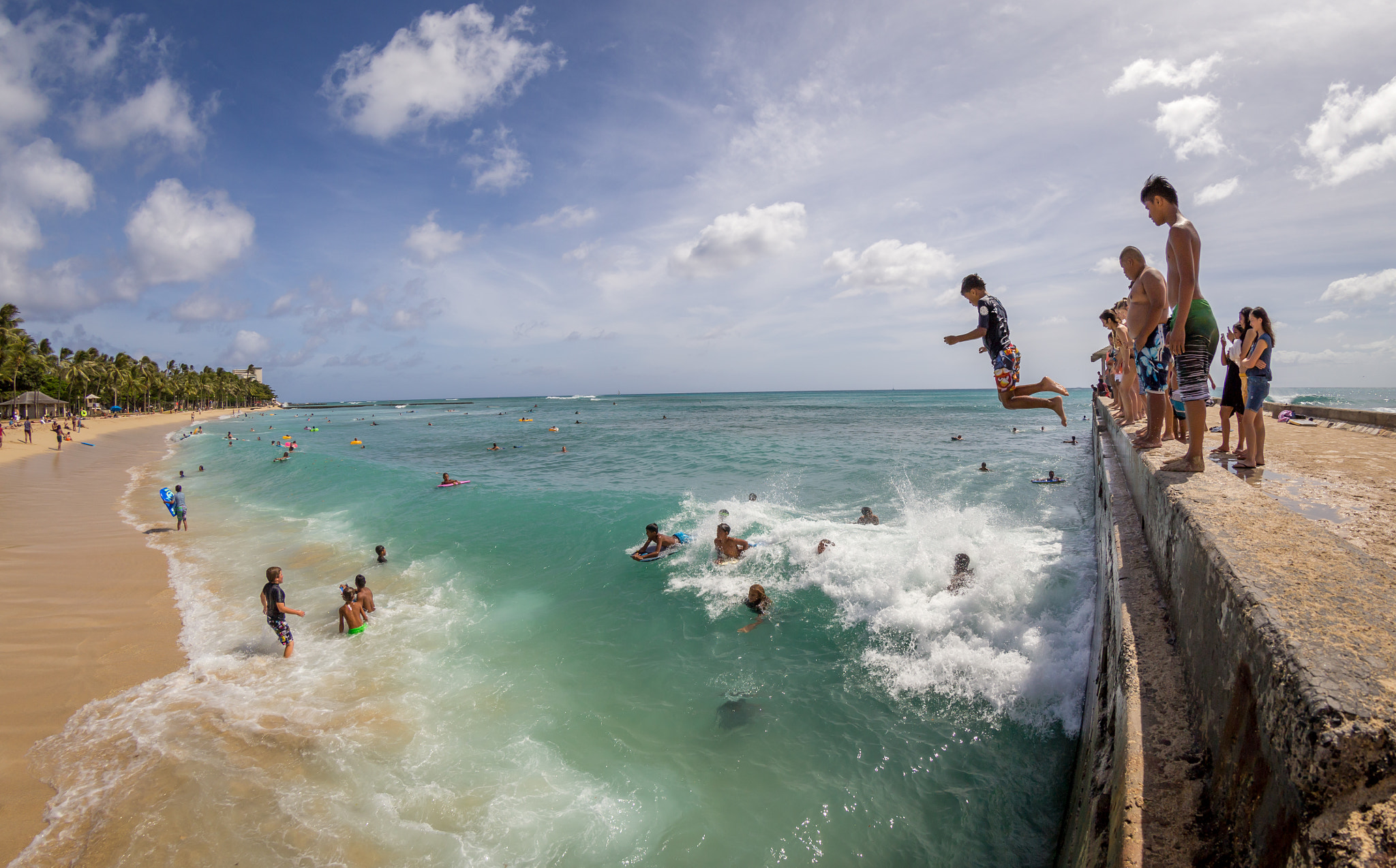 Canon EOS 6D + Canon EF 8-15mm F4L Fisheye USM sample photo. Kuhio pier jumpers photography