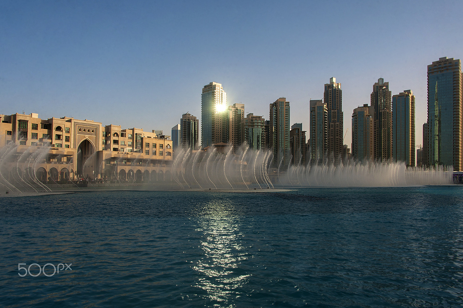 Nikon D3 sample photo. Dubai fountain photography