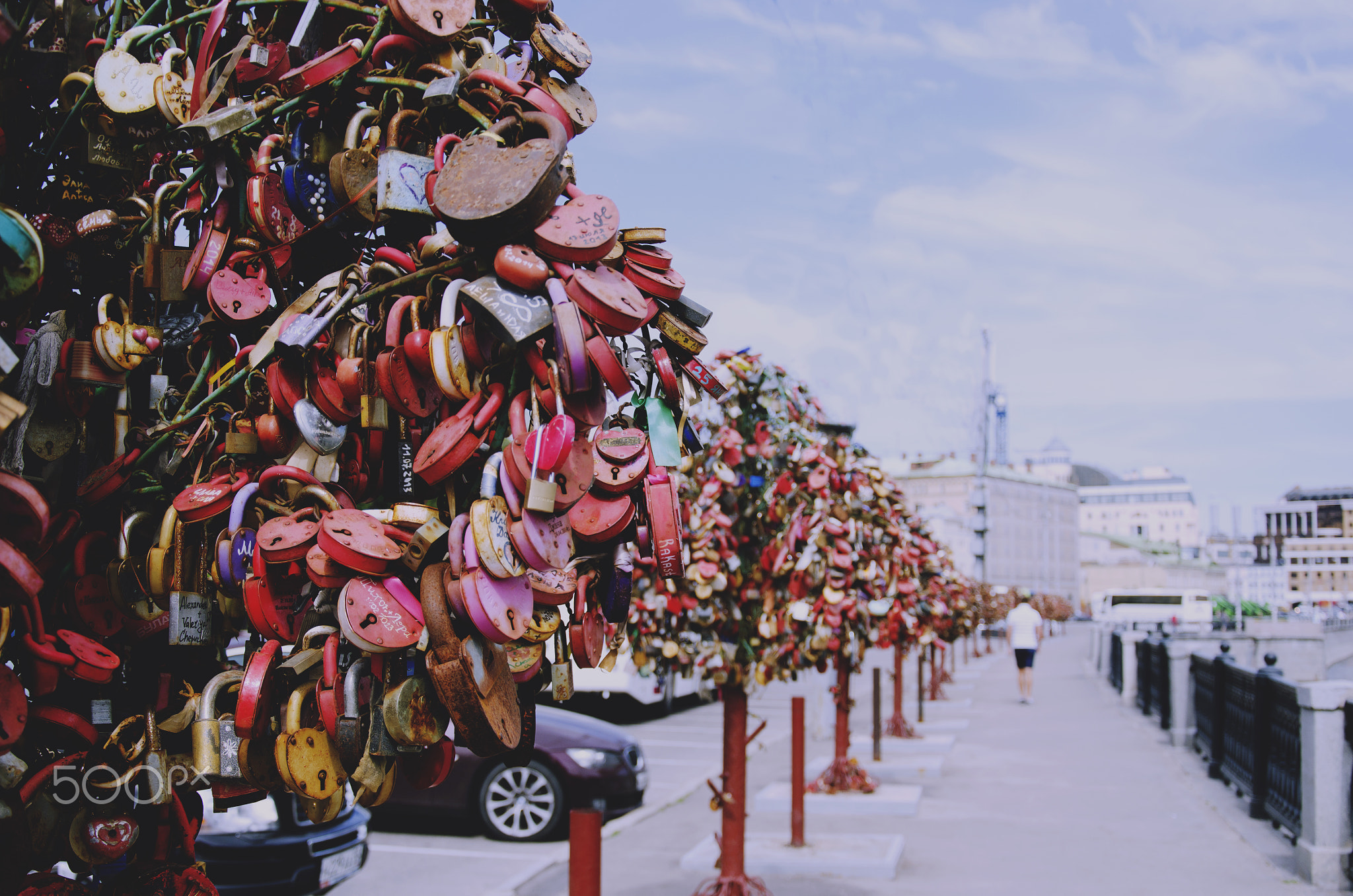 padlocks with the names of loved ones, selective focus