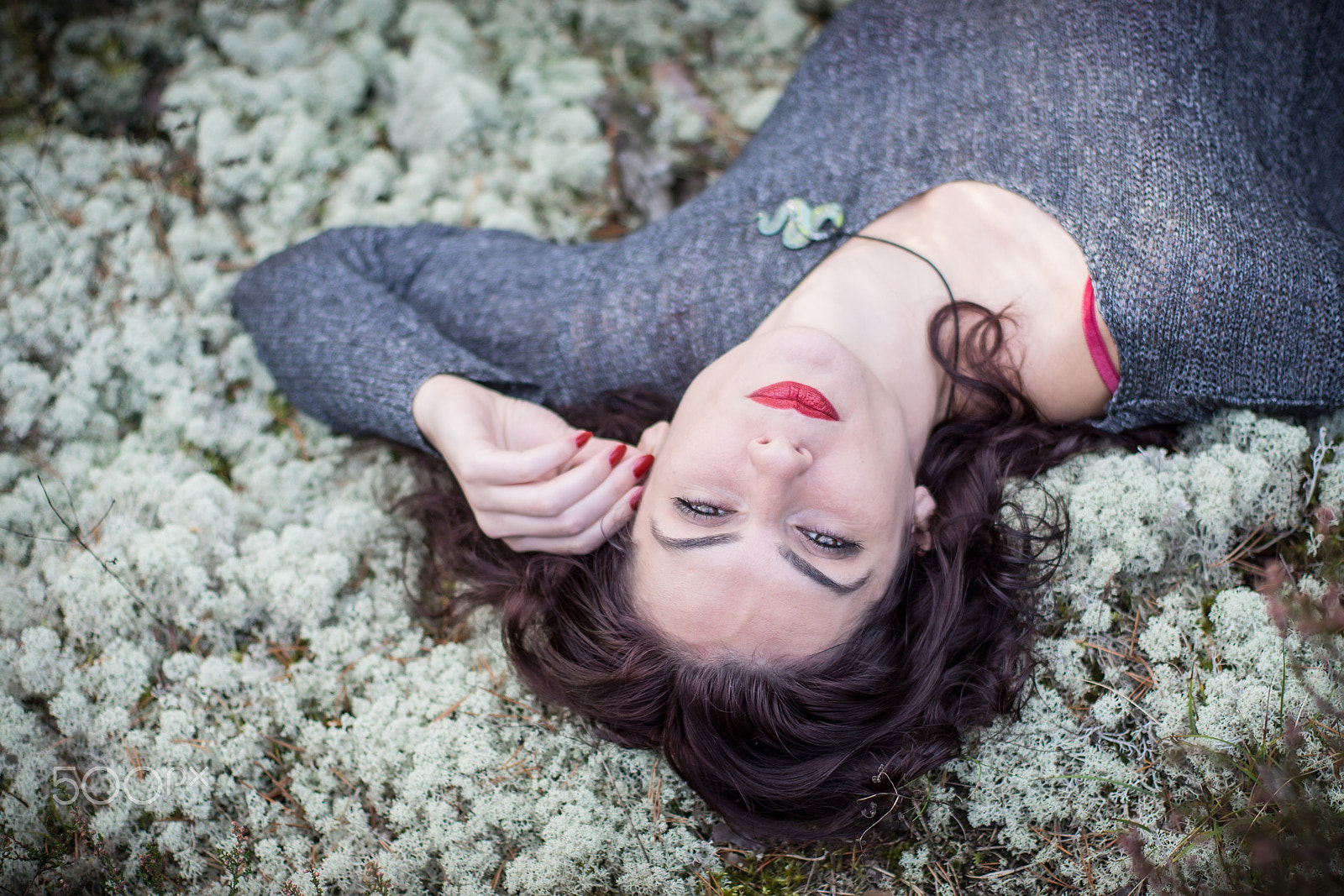 Sony SLT-A65 (SLT-A65V) + Sony 50mm F1.4 sample photo. Beautiful woman in mossy forest photography