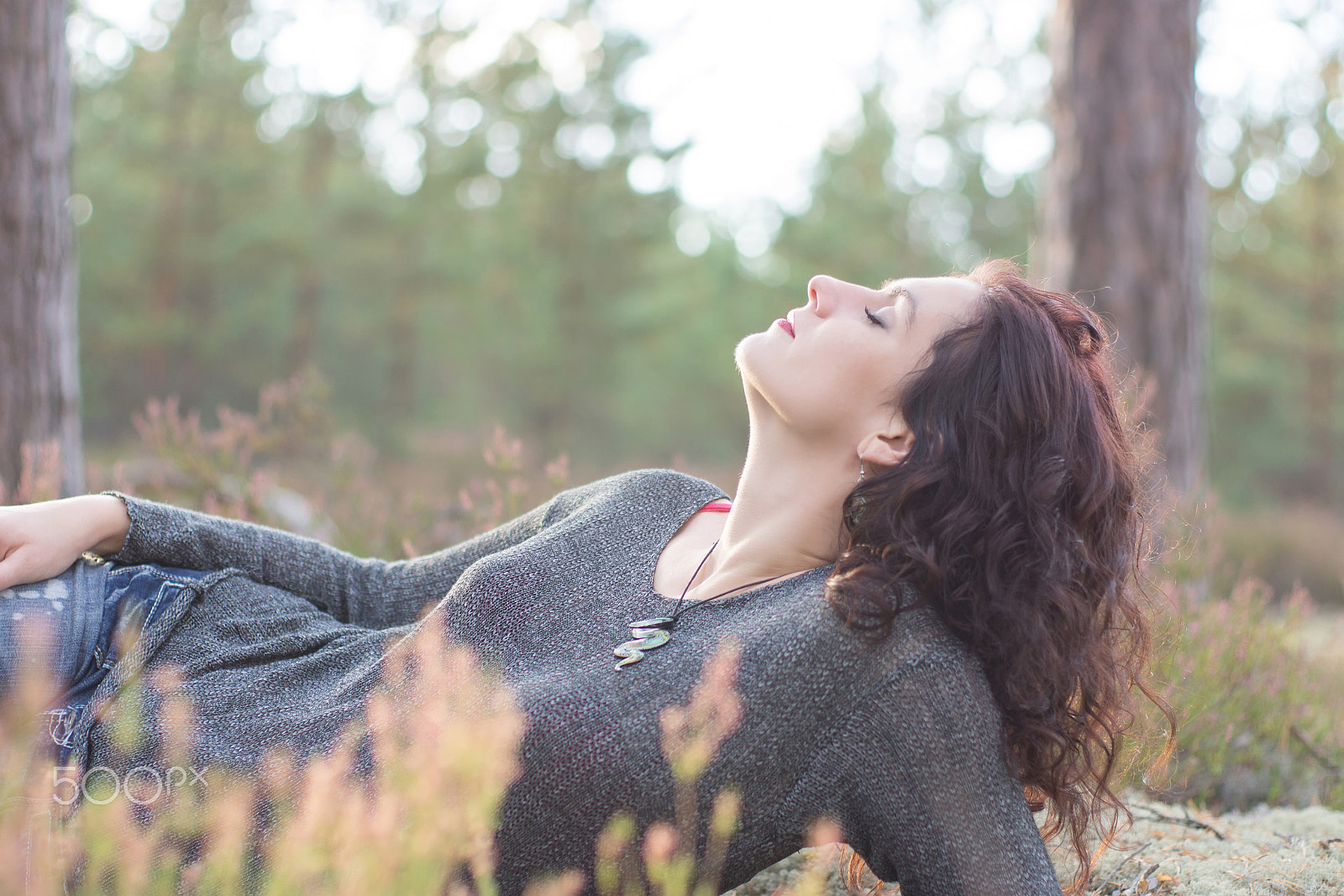 Sony SLT-A65 (SLT-A65V) + Sony 50mm F1.4 sample photo. Beautiful woman in mossy forest photography