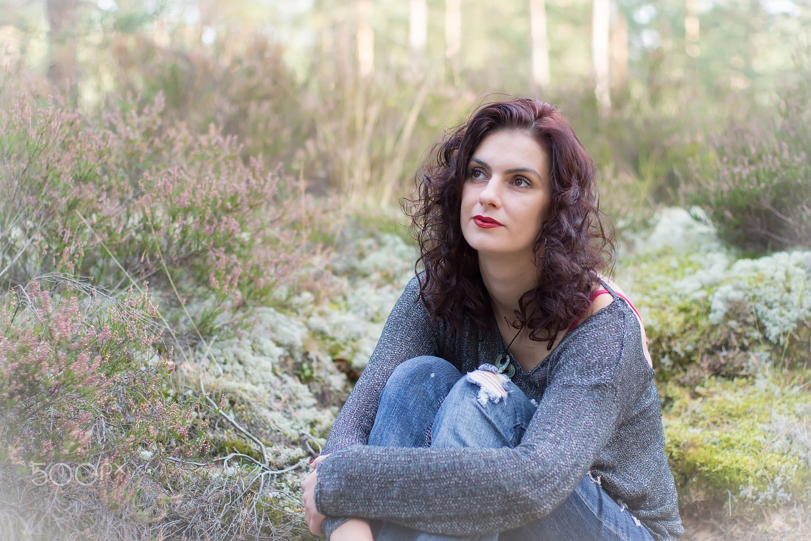 Sony SLT-A65 (SLT-A65V) + Sony 50mm F1.4 sample photo. Beautiful woman in mossy forest photography