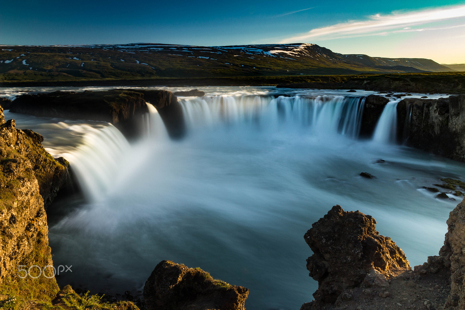 Canon EF-S 10-18mm F4.5–5.6 IS STM sample photo. Godafoss waterfall in sunset light photography