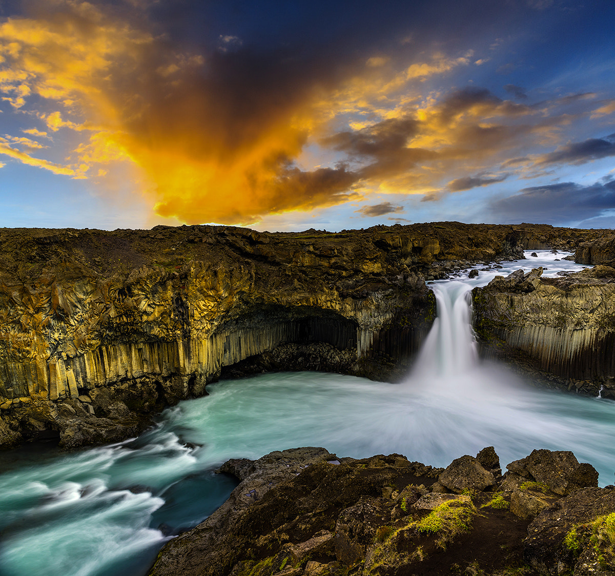 Phase One IQ260 sample photo. Waterfall behind the highland, iceland. photography