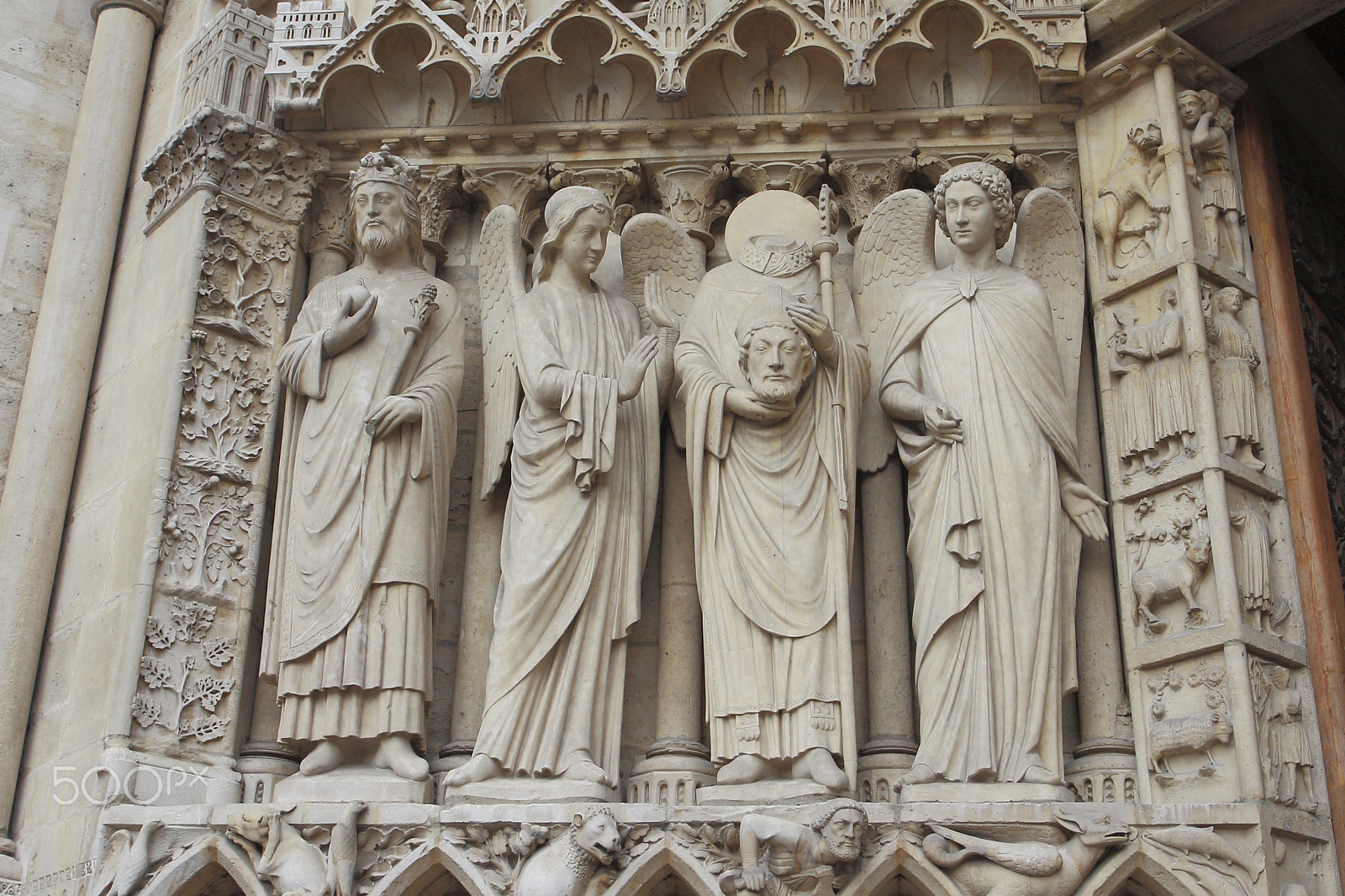 Canon EOS 30D + Canon EF 17-40mm F4L USM sample photo. Statues of notre dame de paris cathedral, france photography