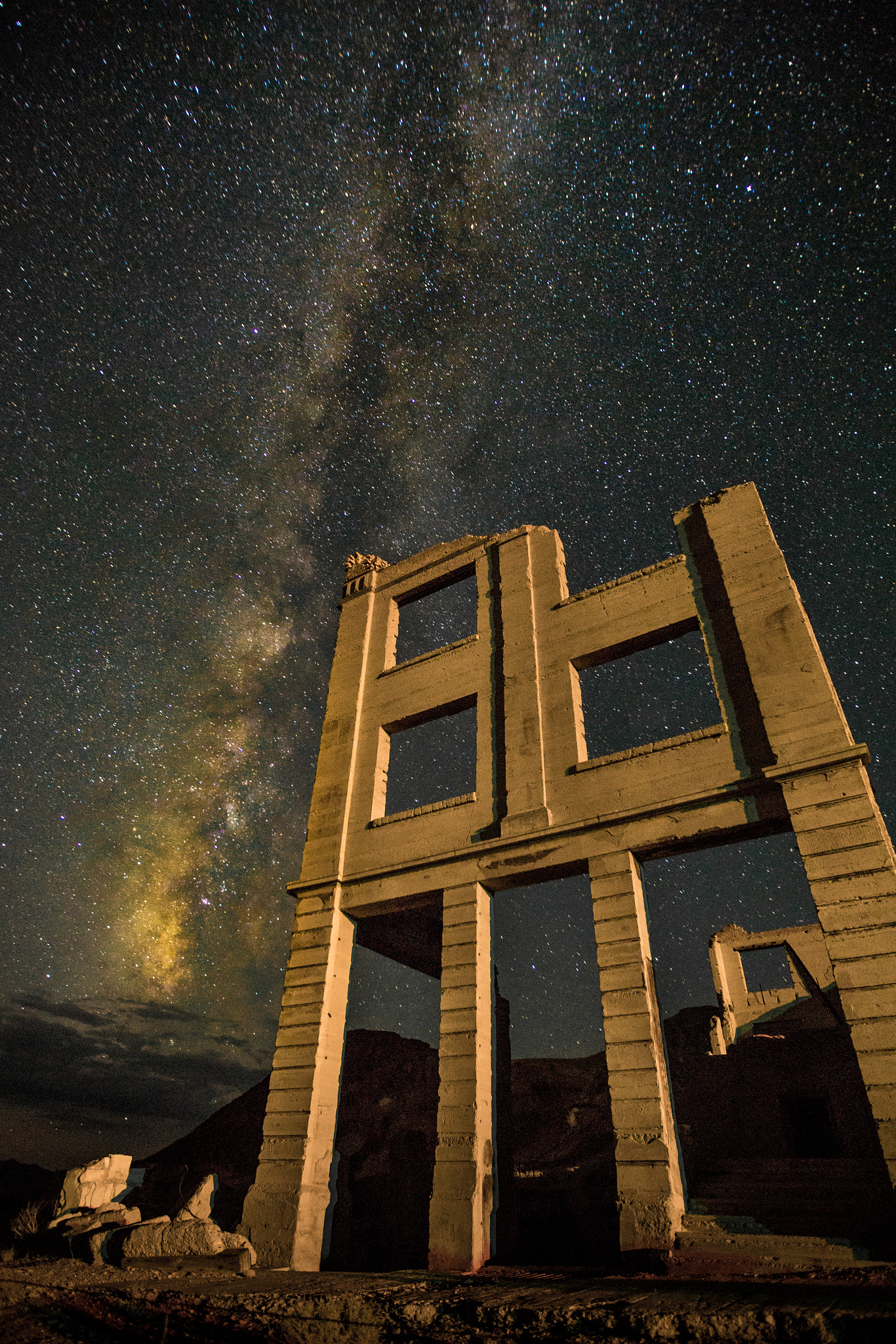 Sony a7 II + Canon EF 16-35mm F2.8L II USM sample photo. Milky way from a ghost town photography