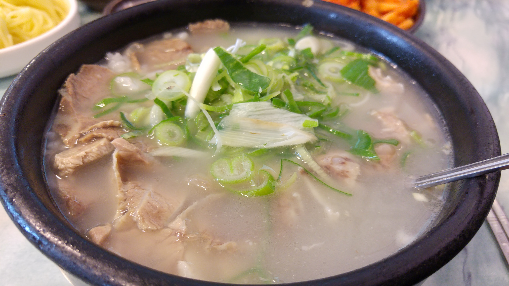 LG H815T sample photo. Pork soup and rice photography