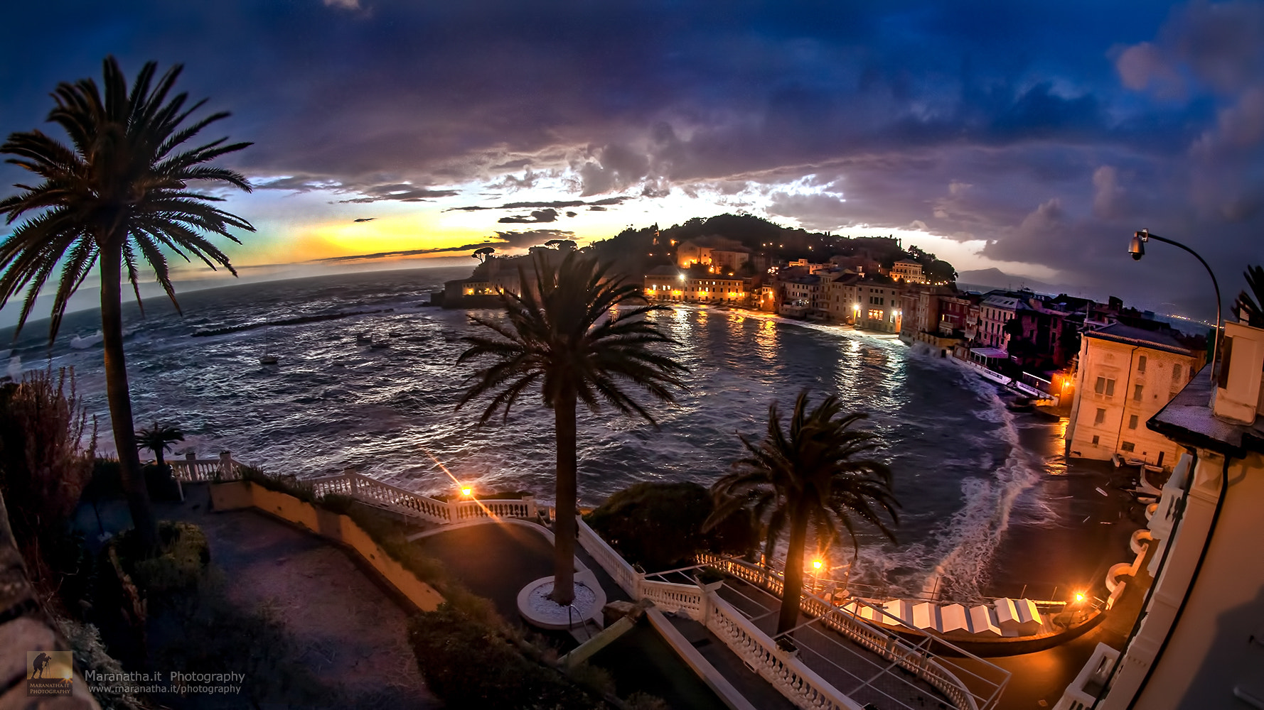 Canon EF 8-15mm F4L Fisheye USM sample photo. Sea storm at twilight - sestri levante photography