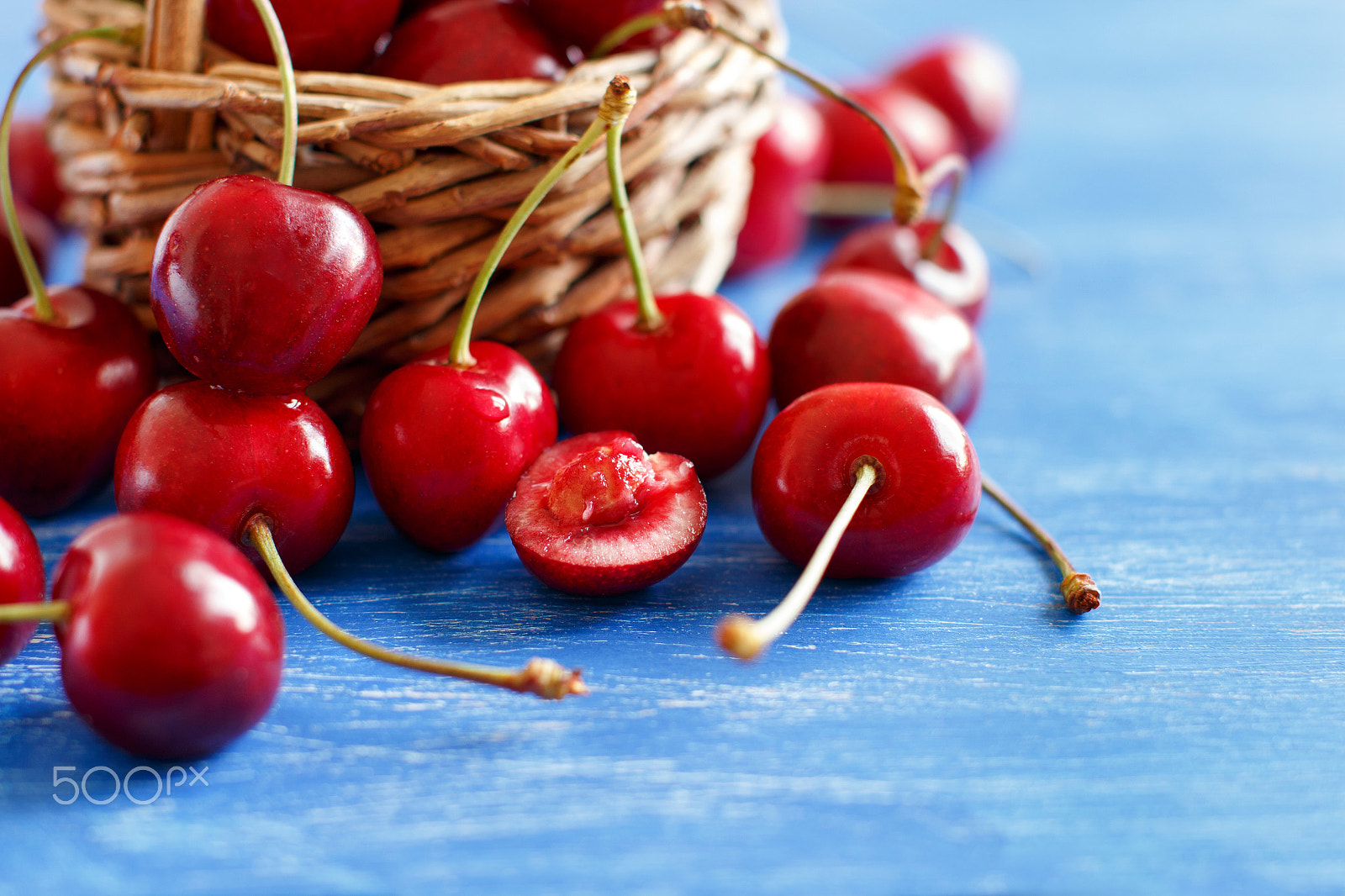 Canon EOS 650D (EOS Rebel T4i / EOS Kiss X6i) + Canon EF 50mm F1.2L USM sample photo. Red cherries in a basket photography