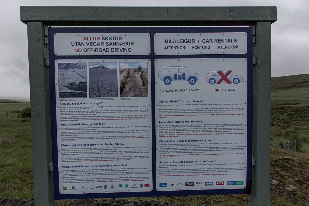 Warning sign at F-Road in Iceland by Marc Salm on 500px.com