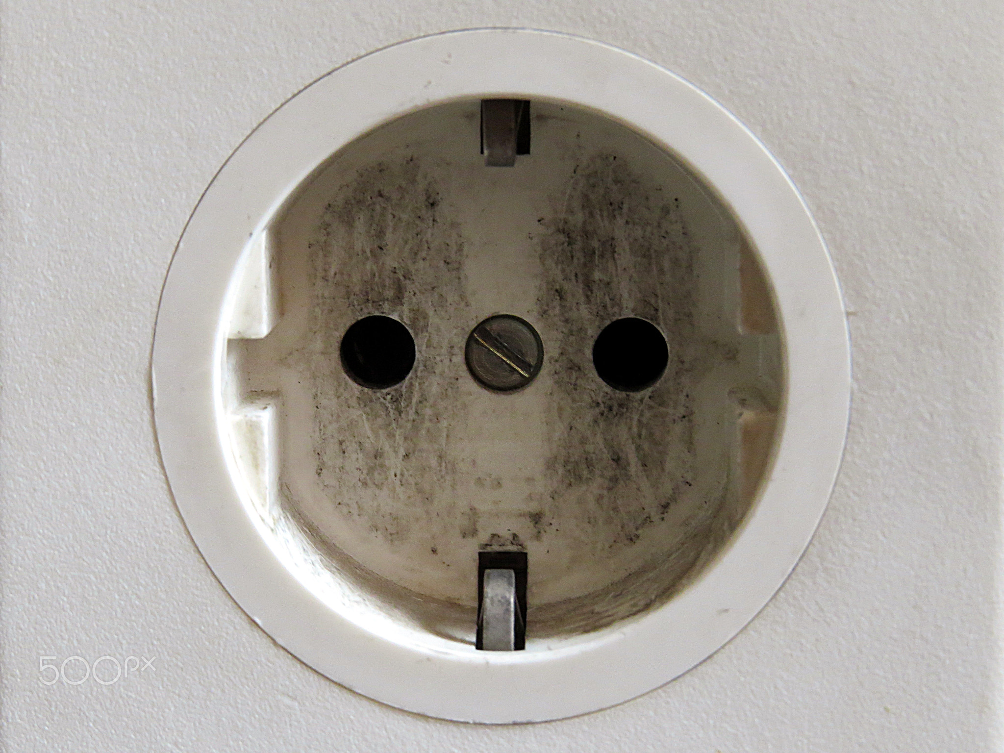 Old used european office white connector