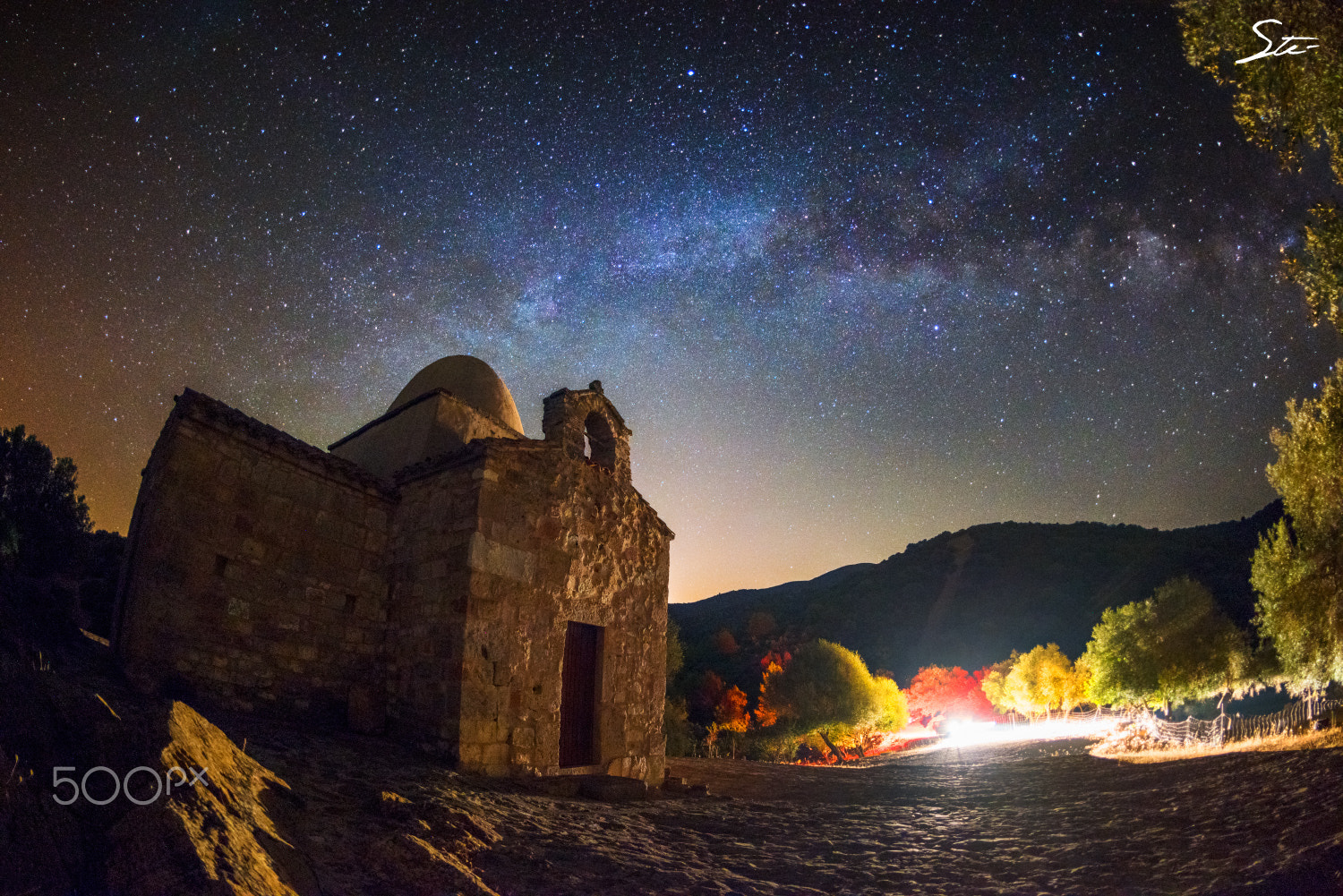 Nikon D810 + Nikon AF Fisheye-Nikkor 16mm F2.8D sample photo. Countryside church under the milky way photography