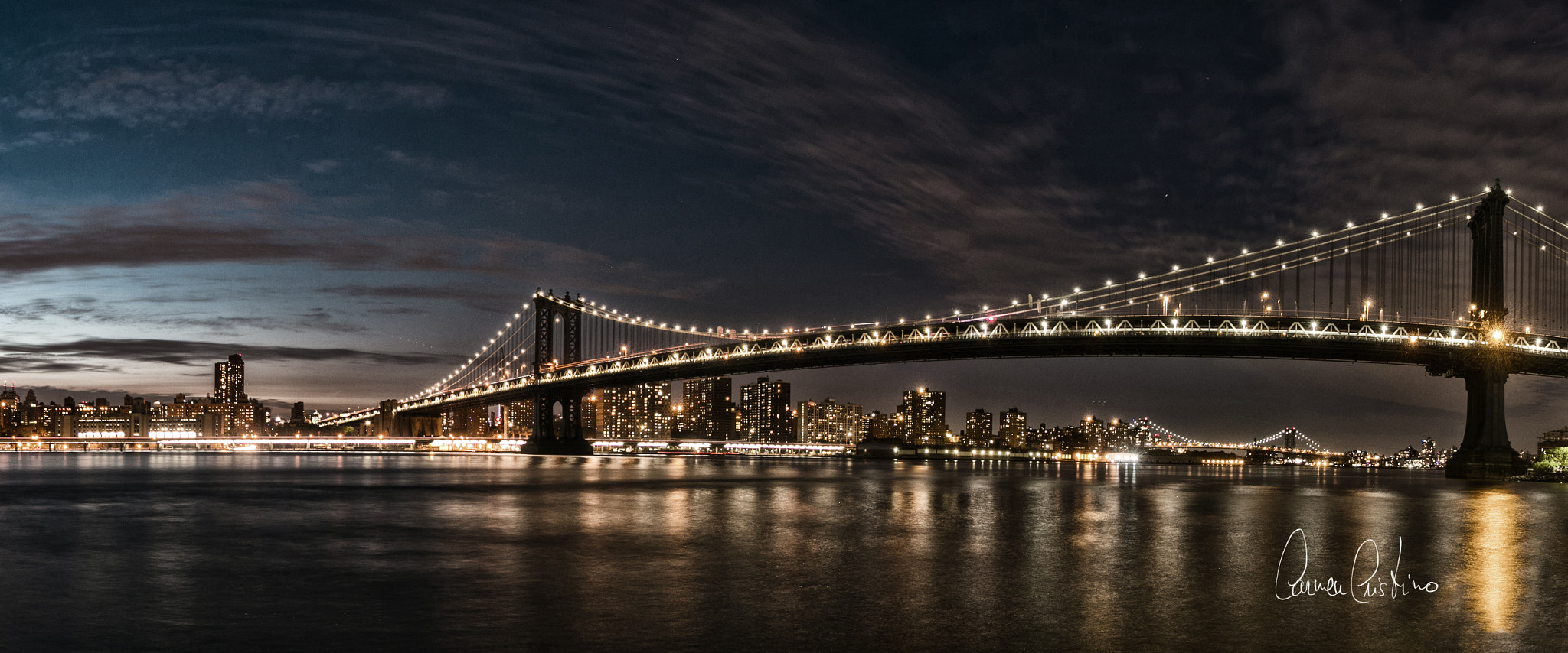 Canon EOS 70D + Canon EF-S 10-18mm F4.5–5.6 IS STM sample photo. Night at manhattan bridge photography