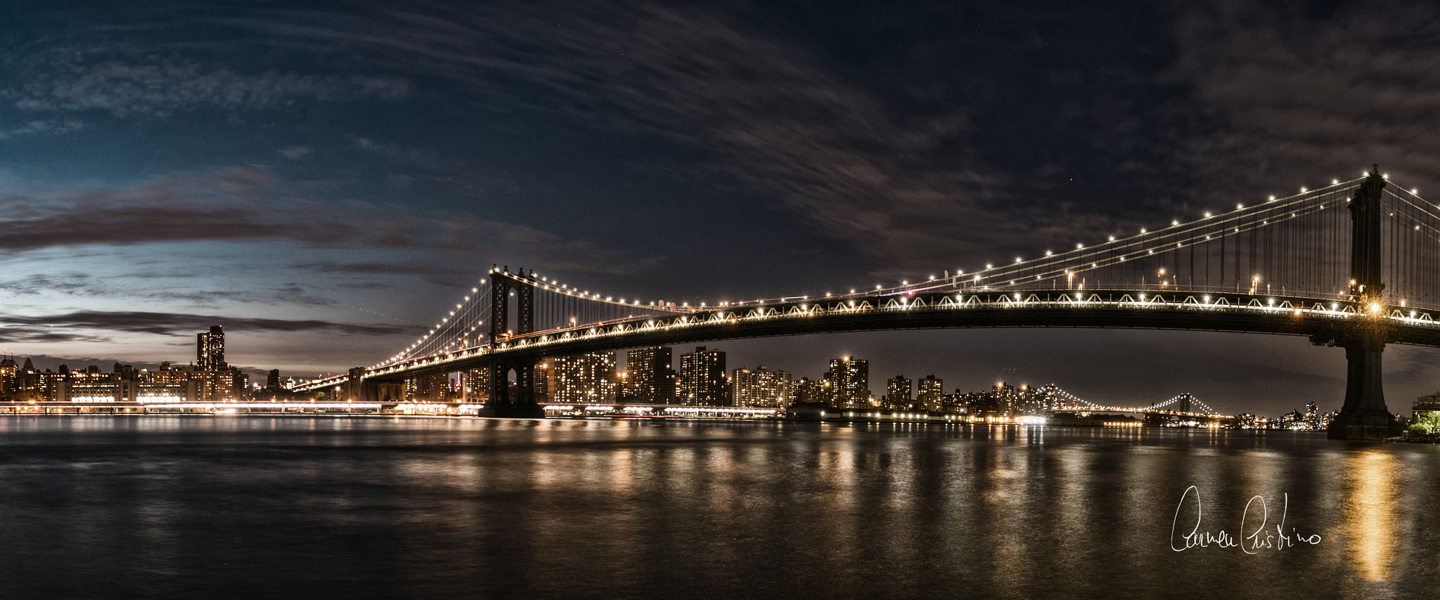 Canon EF-S 10-18mm F4.5–5.6 IS STM sample photo. Night at manhattan bridge photography